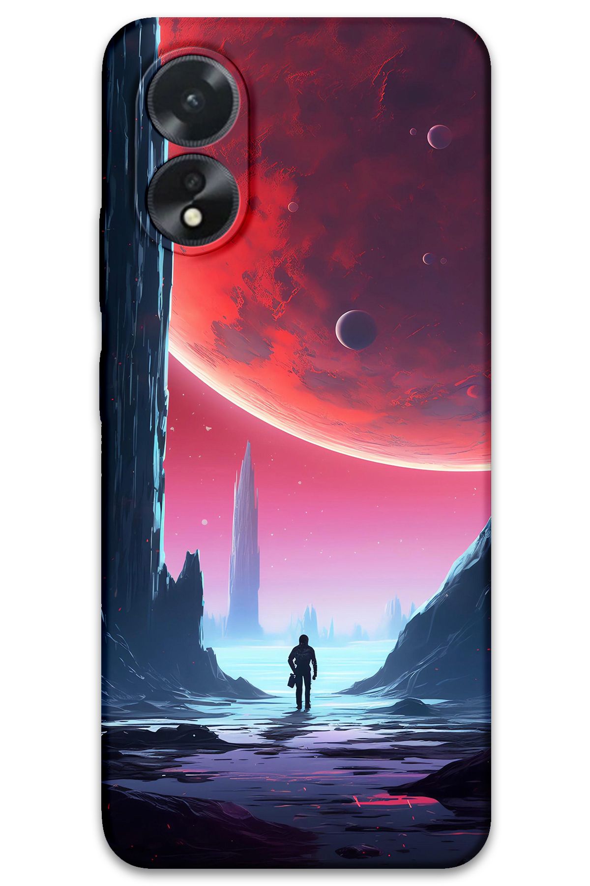 Gramaphone Oppo A38 Uyumlu Uzay Desenli Telefon Kılıfı + Ekran Koruyucu - 5860
