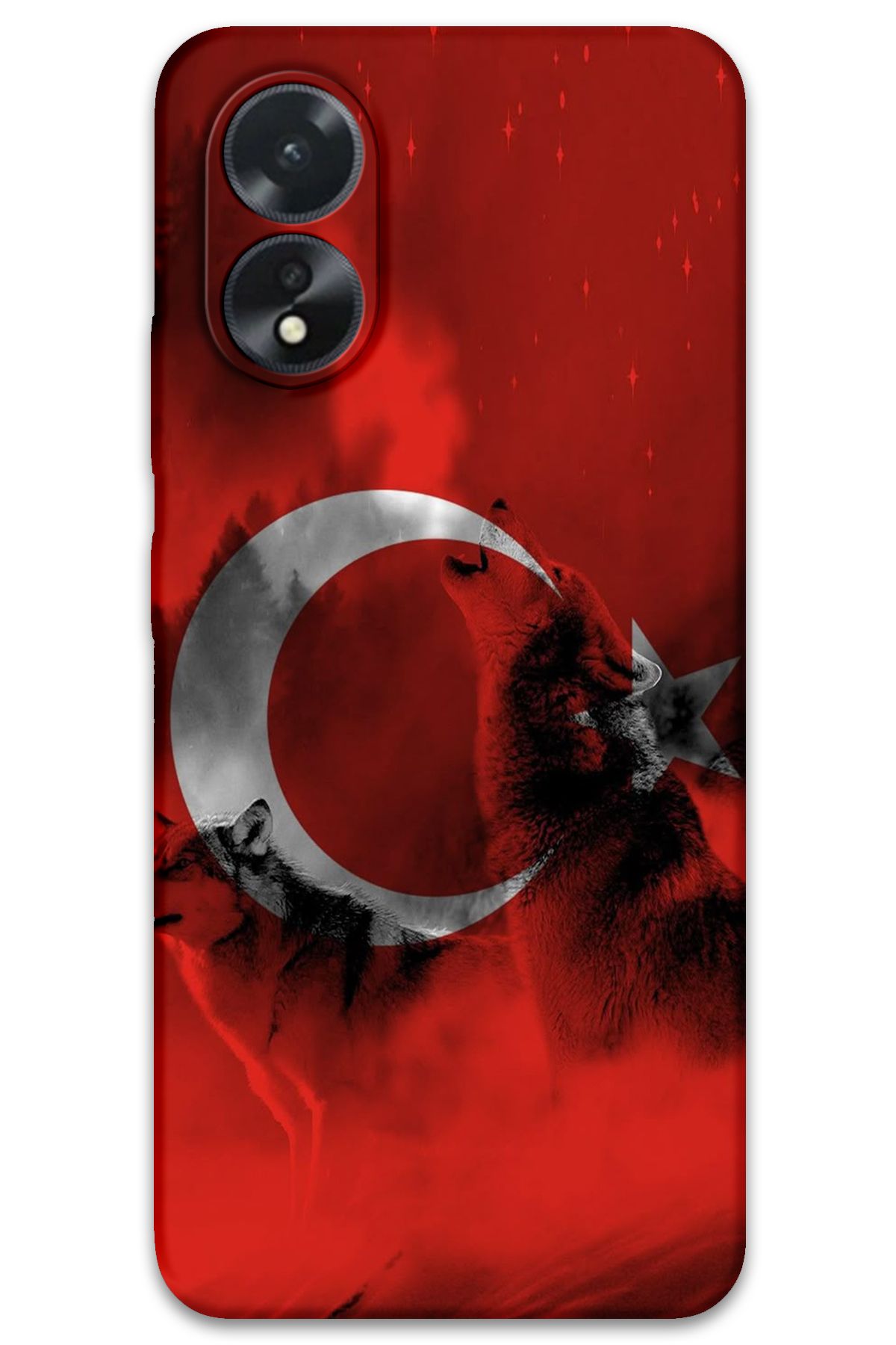 Gramaphone Oppo A38 Uyumlu Türk Bayrağı Desenli Telefon Kılıfı + Ekran Koruyucu - 5854