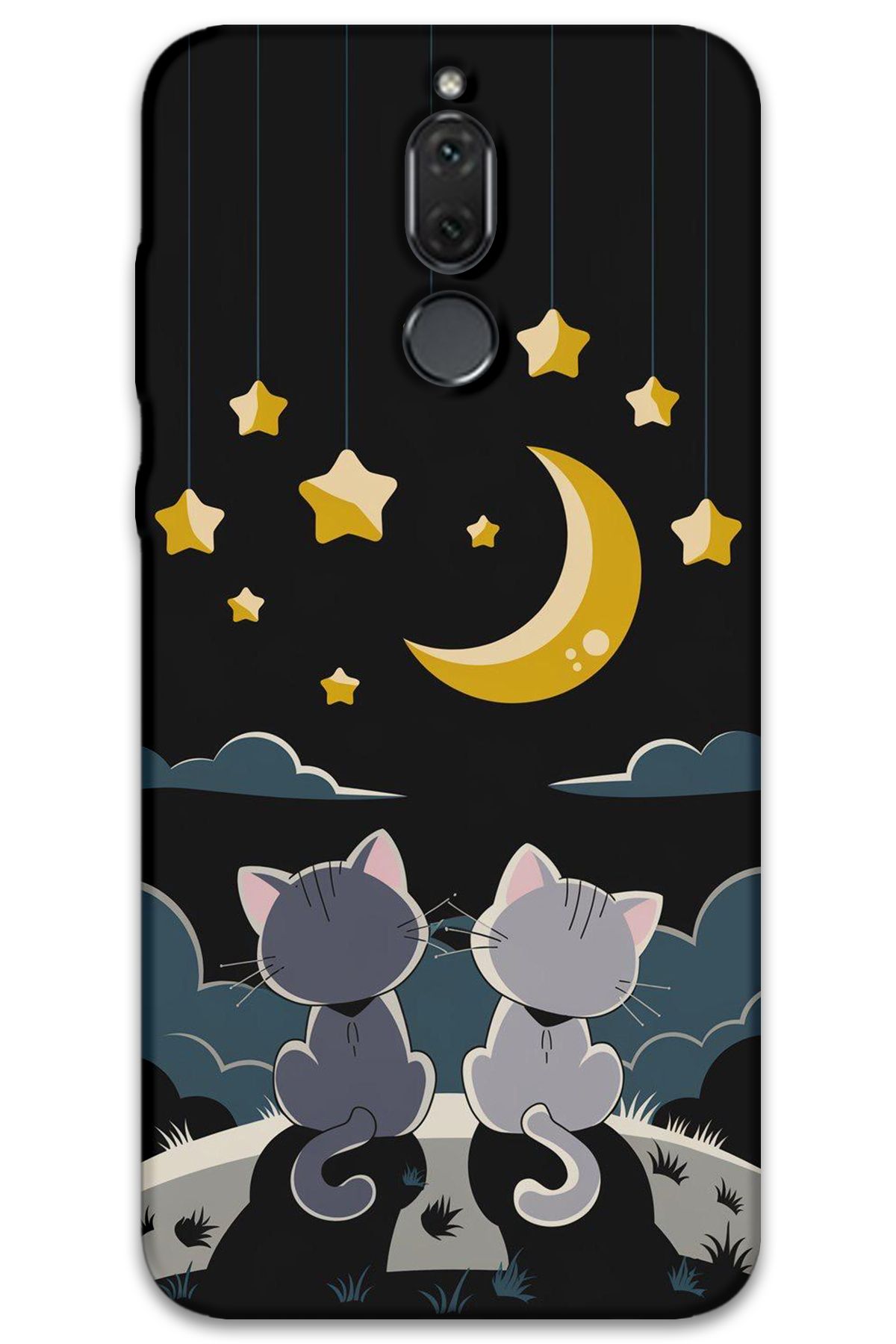 Gramaphone Huawei Mate 10 Lite Uyumlu Kedi Desenli Telefon Kılıfı + Ekran Koruyucu - 5809