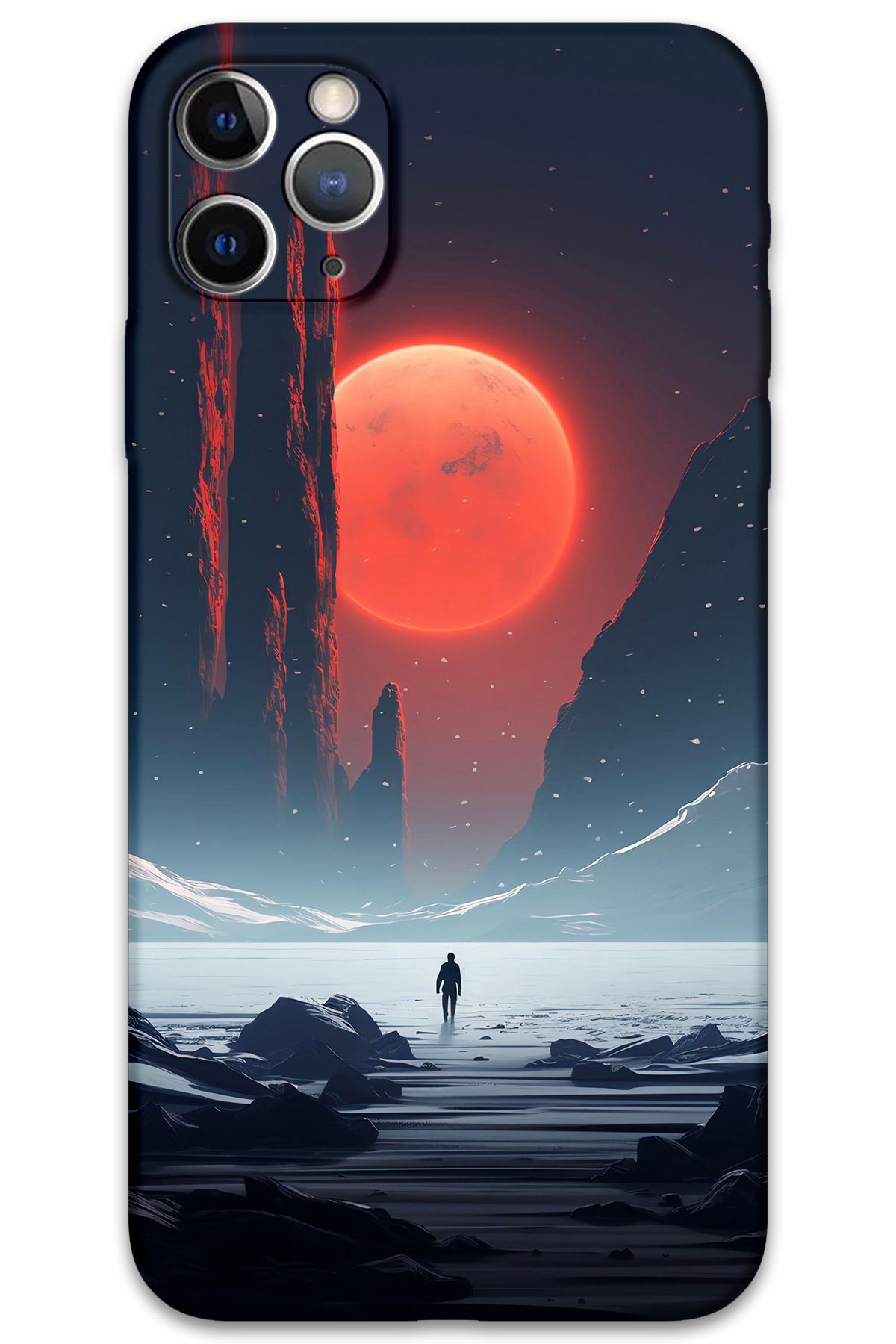 Gramaphone iPhone 11 Pro Max Uyumlu Uzay Desenli Telefon Kılıfı + Ekran Koruyucu - 5861