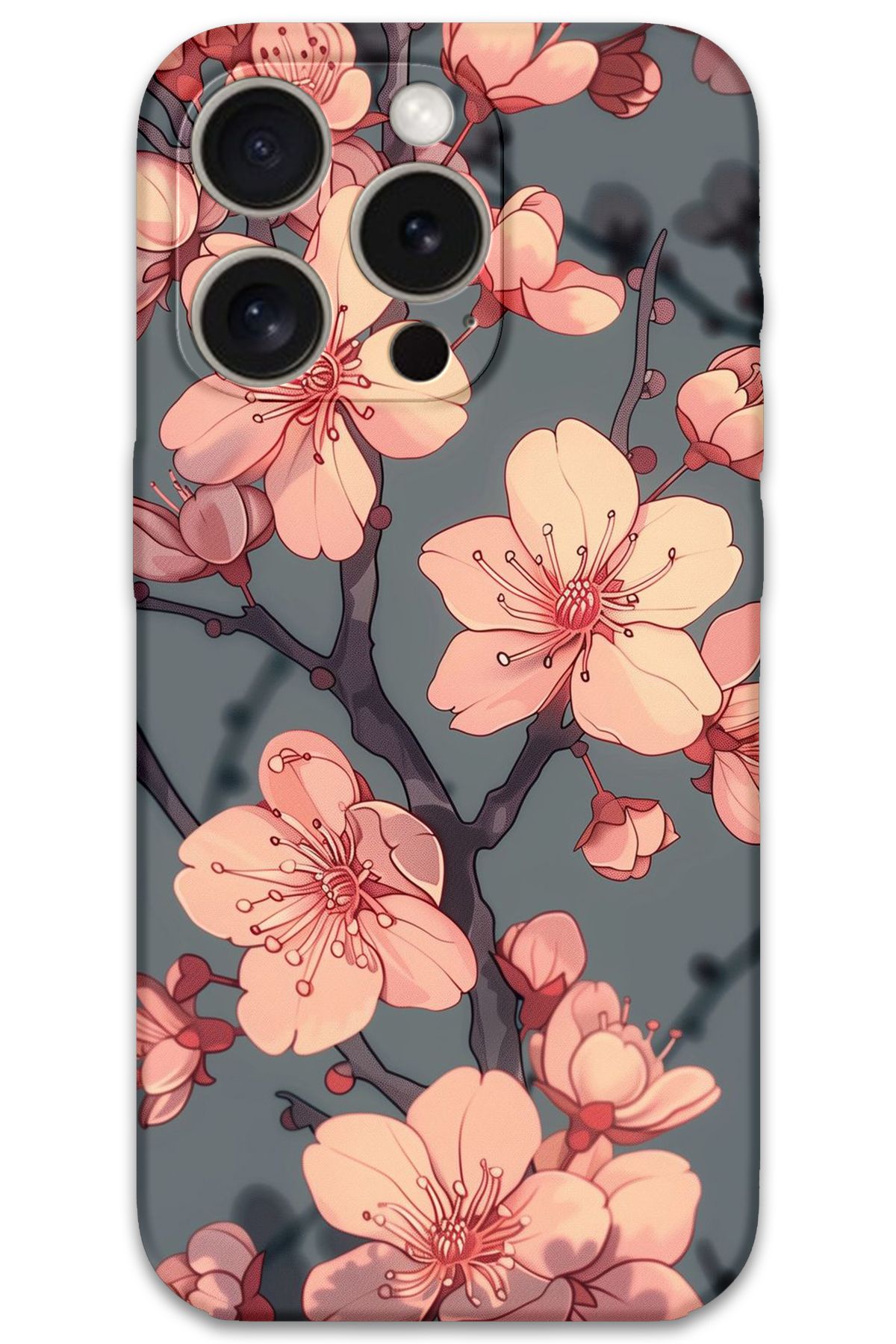 Gramaphone iPhone 15 Pro Max Uyumlu Çiçek Desenli Telefon Kılıfı + Ekran Koruyucu - 5801