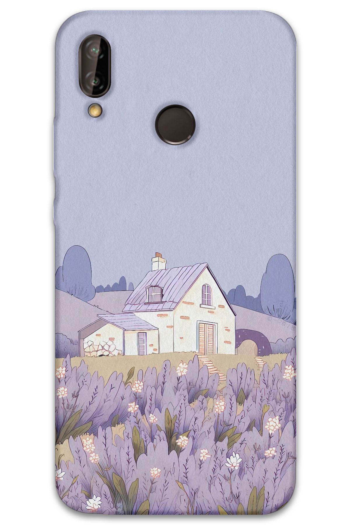 Gramaphone Huawei P20 Lite Uyumlu Çiçek Desenli Telefon Kılıfı + Ekran Koruyucu - 5800