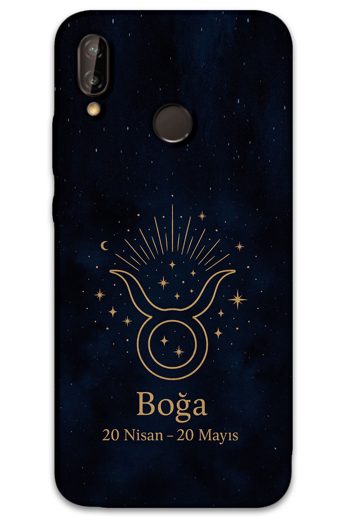 Gramaphone Huawei P20 Lite Uyumlu Boğa Burcu Desenli Telefon Kılıfı + Ekran Koruyucu - 5769