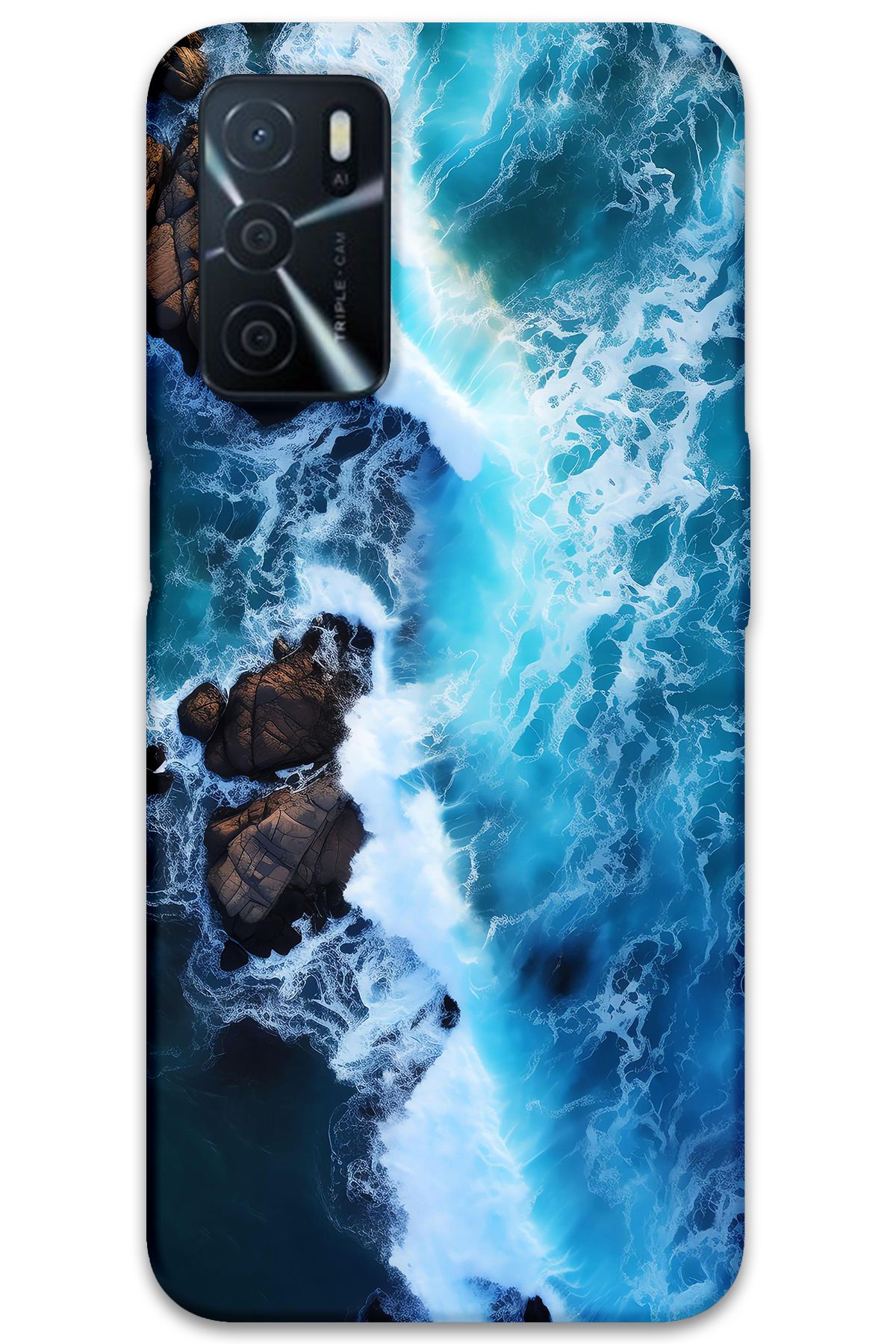 Gramaphone Oppo A16 Uyumlu Mermer Desenli Telefon Kılıfı + Ekran Koruyucu - 5810