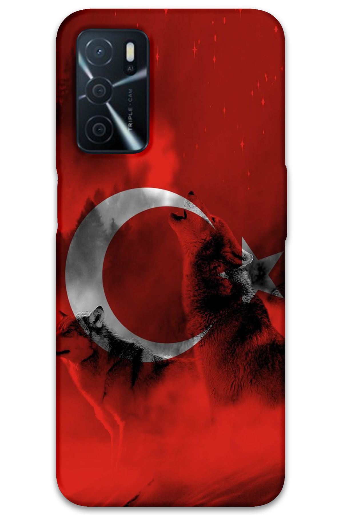 Gramaphone Oppo A55 Uyumlu Türk Bayrağı Desenli Telefon Kılıfı + Ekran Koruyucu - 5854