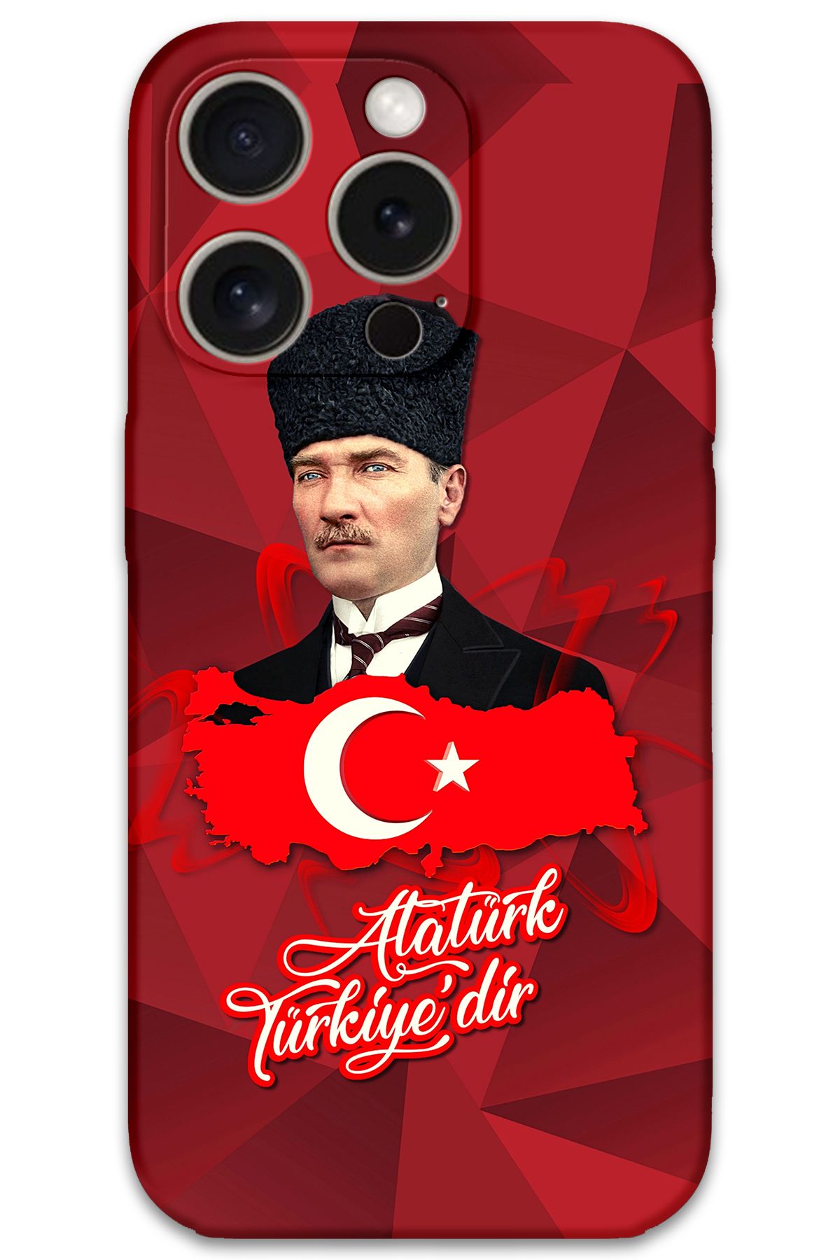 Gramaphone iPhone 15 Pro Uyumlu Atatürk Desenli Telefon Kılıfı + Ekran Koruyucu - 5851