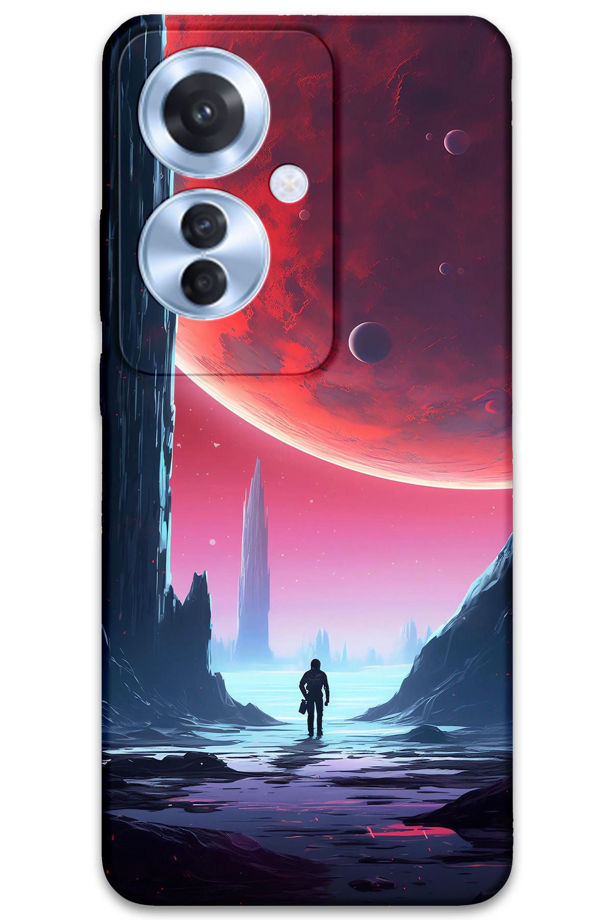 Gramaphone Oppo Reno 11F Uyumlu Uzay Desenli Telefon Kılıfı + Ekran Koruyucu - 5860