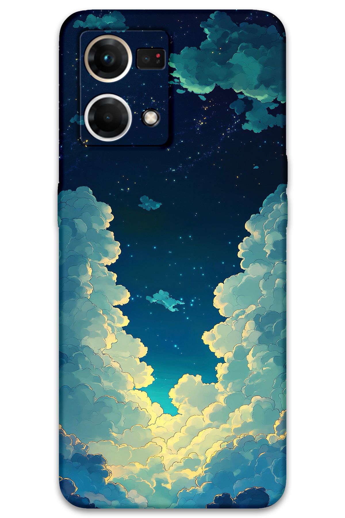 Gramaphone Oppo Reno 7 Uyumlu Uzay Desenli Telefon Kılıfı + Ekran Koruyucu - 5868
