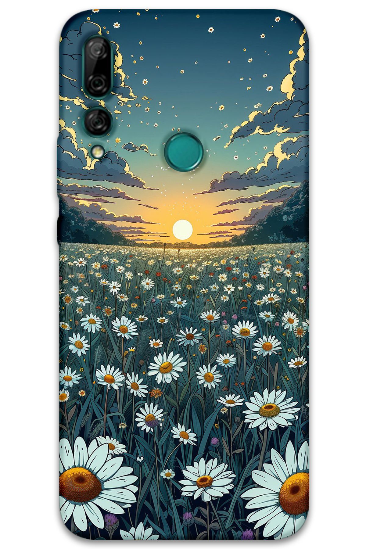 Gramaphone Huawei Y9 Prime 2019 Uyumlu Çiçek Desenli Telefon Kılıfı + Ekran Koruyucu - 5792