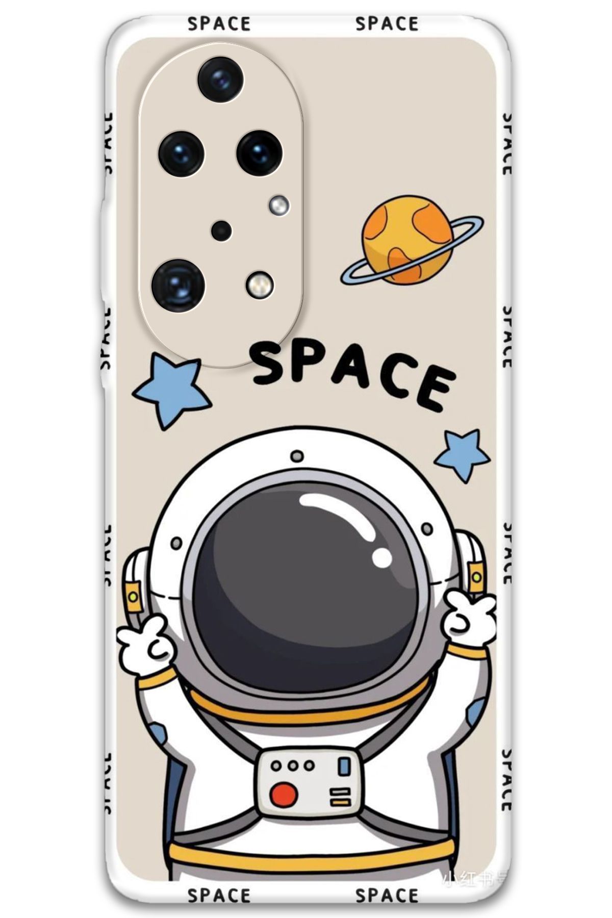 Gramaphone Huawei P50 Pro Uyumlu Astronot Desenli Telefon Kılıfı + Ekran Koruyucu - 5865