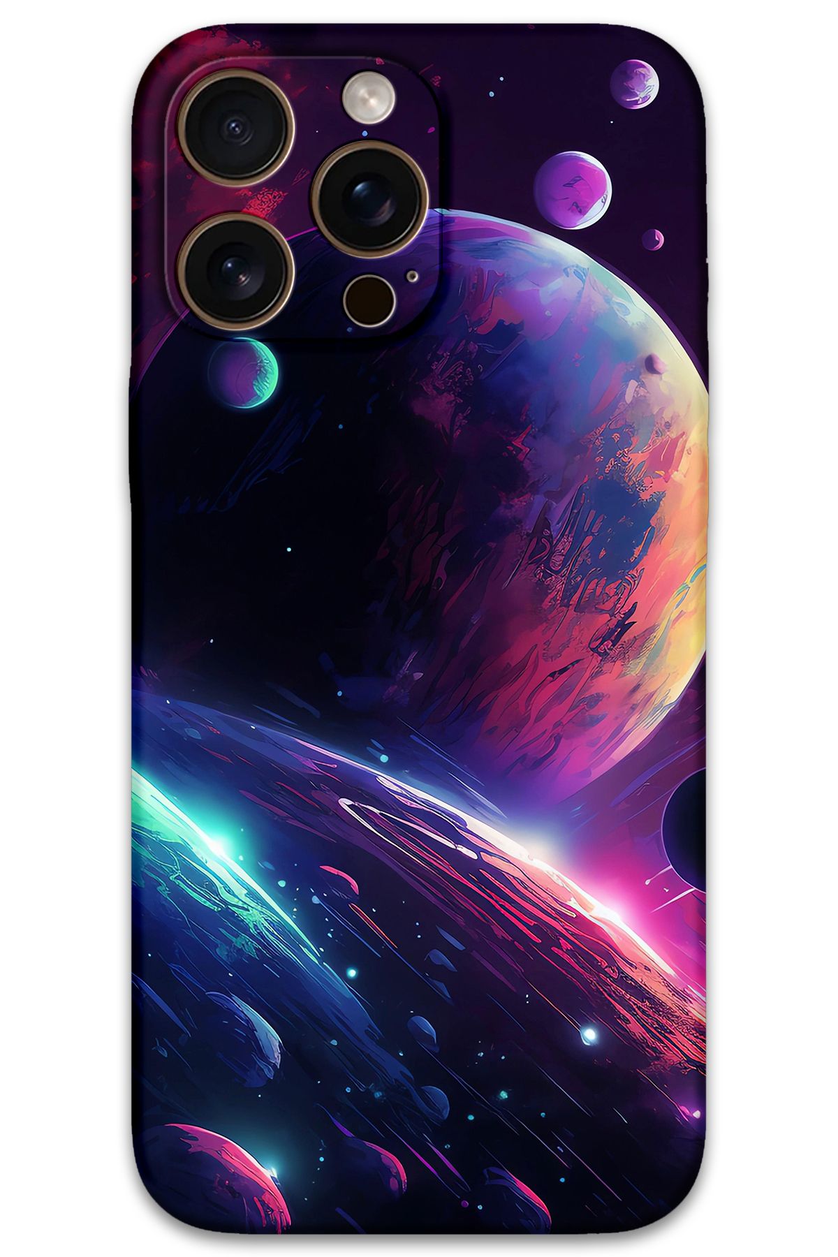 Gramaphone iPhone 16 Pro Max Uyumlu Uzay Desenli Telefon Kılıfı + Ekran Koruyucu - 5862