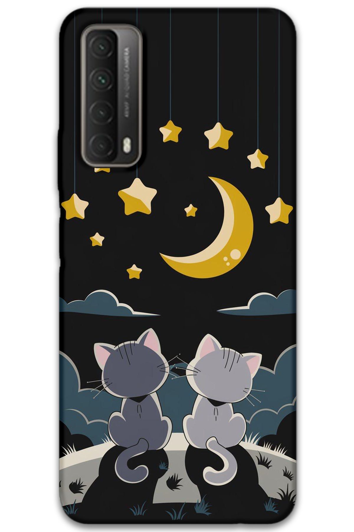 Gramaphone Huawei P Smart 2021 Uyumlu Kedi Desenli Telefon Kılıfı + Ekran Koruyucu - 5809