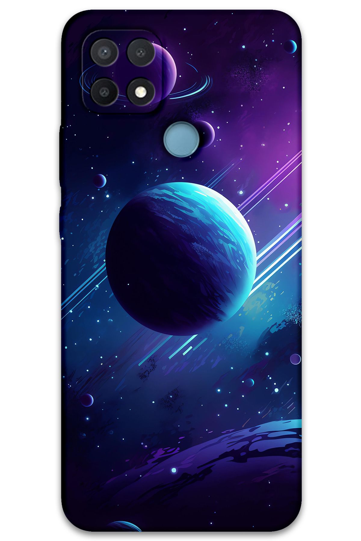 Gramaphone Oppo A15s Uyumlu Uzay Desenli Telefon Kılıfı + Ekran Koruyucu - 5866