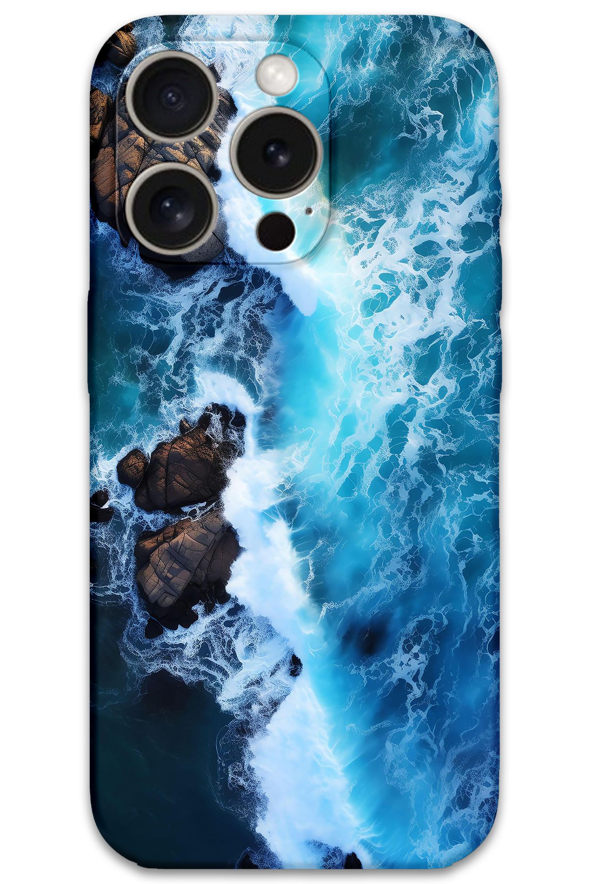 Gramaphone iPhone 15 Pro Uyumlu Mermer Desenli Telefon Kılıfı + Ekran Koruyucu - 5810