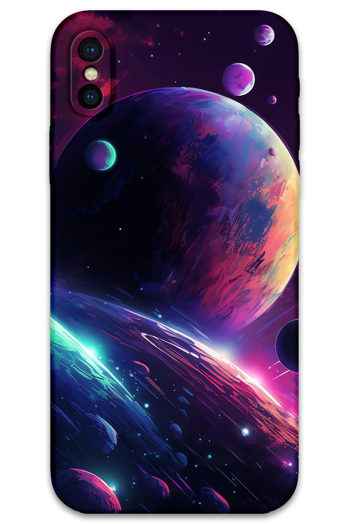 Gramaphone iPhone Xs Max Uyumlu Uzay Desenli Telefon Kılıfı + Ekran Koruyucu - 5862