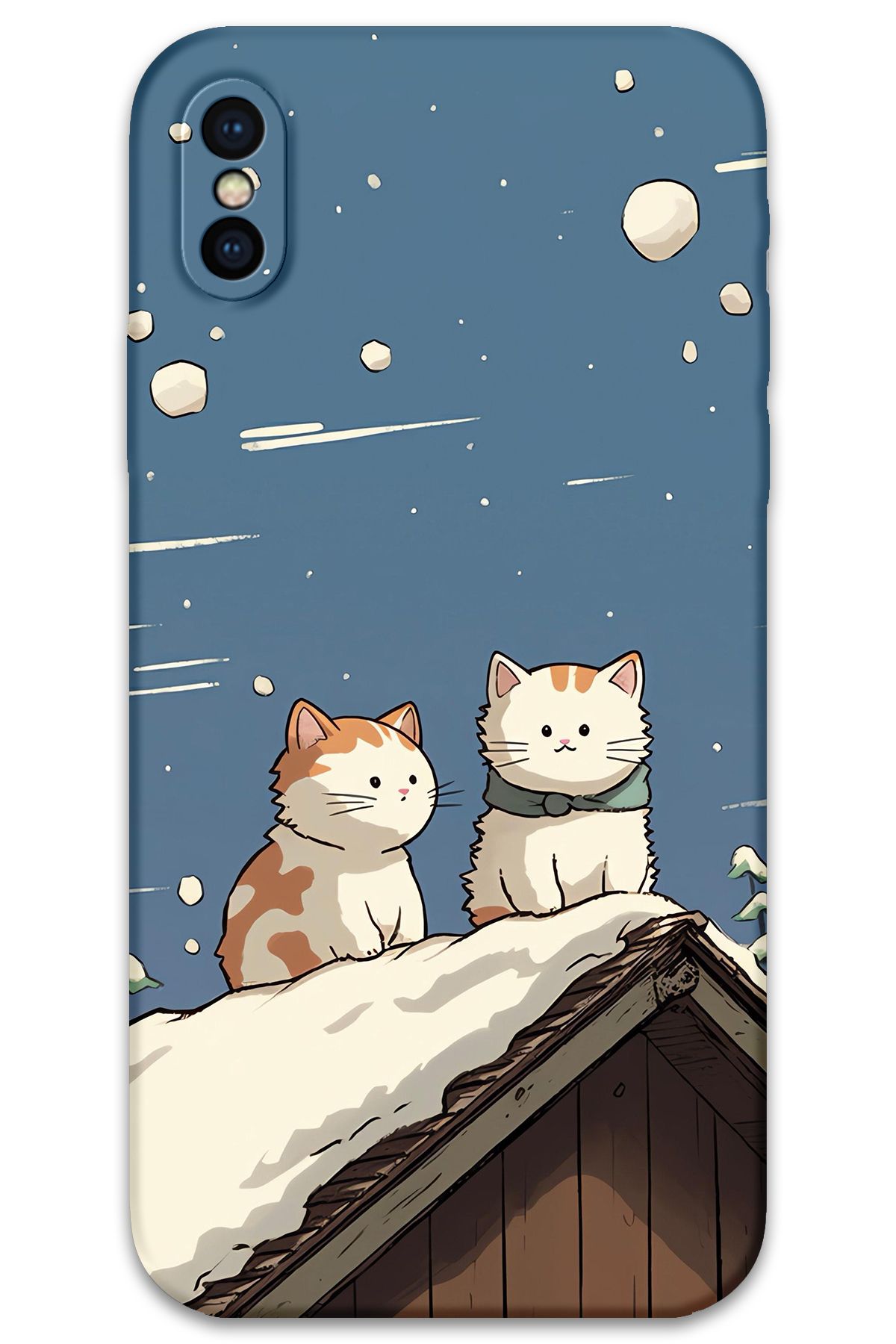 Gramaphone iPhone Xs Uyumlu Kedi Desenli Telefon Kılıfı + Ekran Koruyucu - 5780