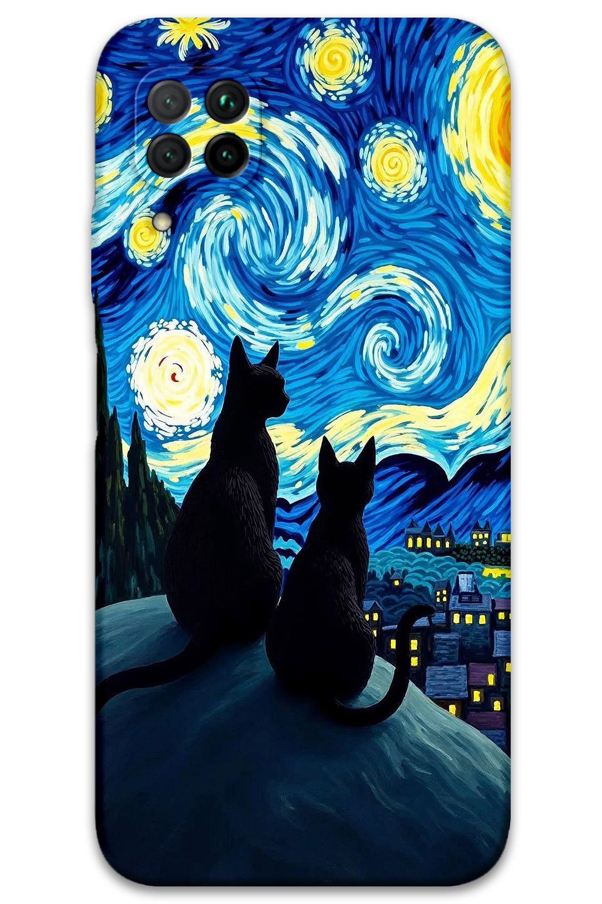Gramaphone Huawei P40 Lite Uyumlu Kedi Desenli Telefon Kılıfı + Ekran Koruyucu - 5782