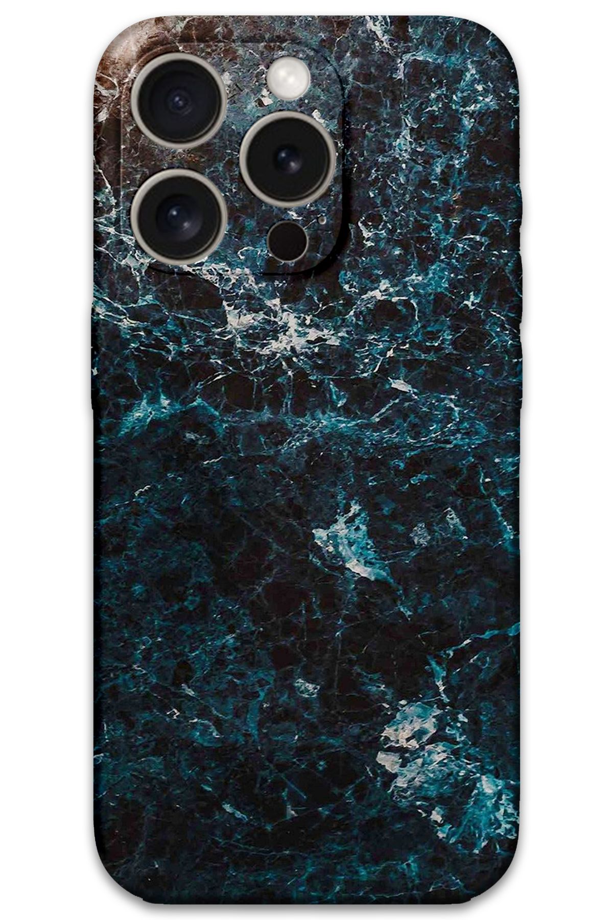 Gramaphone iPhone 15 Pro Uyumlu Mermer Desenli Telefon Kılıfı + Ekran Koruyucu - 5819