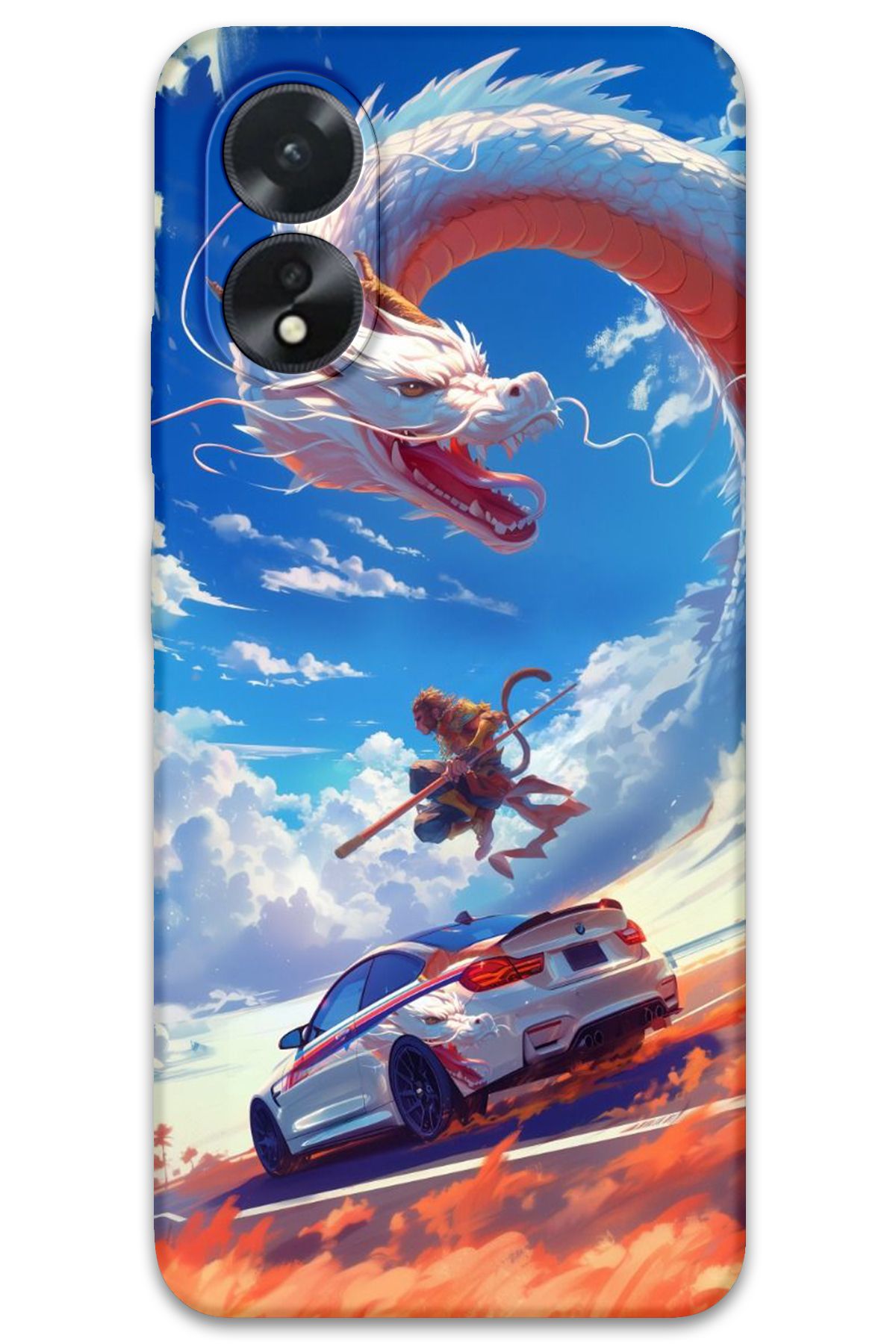 Gramaphone Oppo A38 Uyumlu Araba Desenli Telefon Kılıfı + Ekran Koruyucu - 5764
