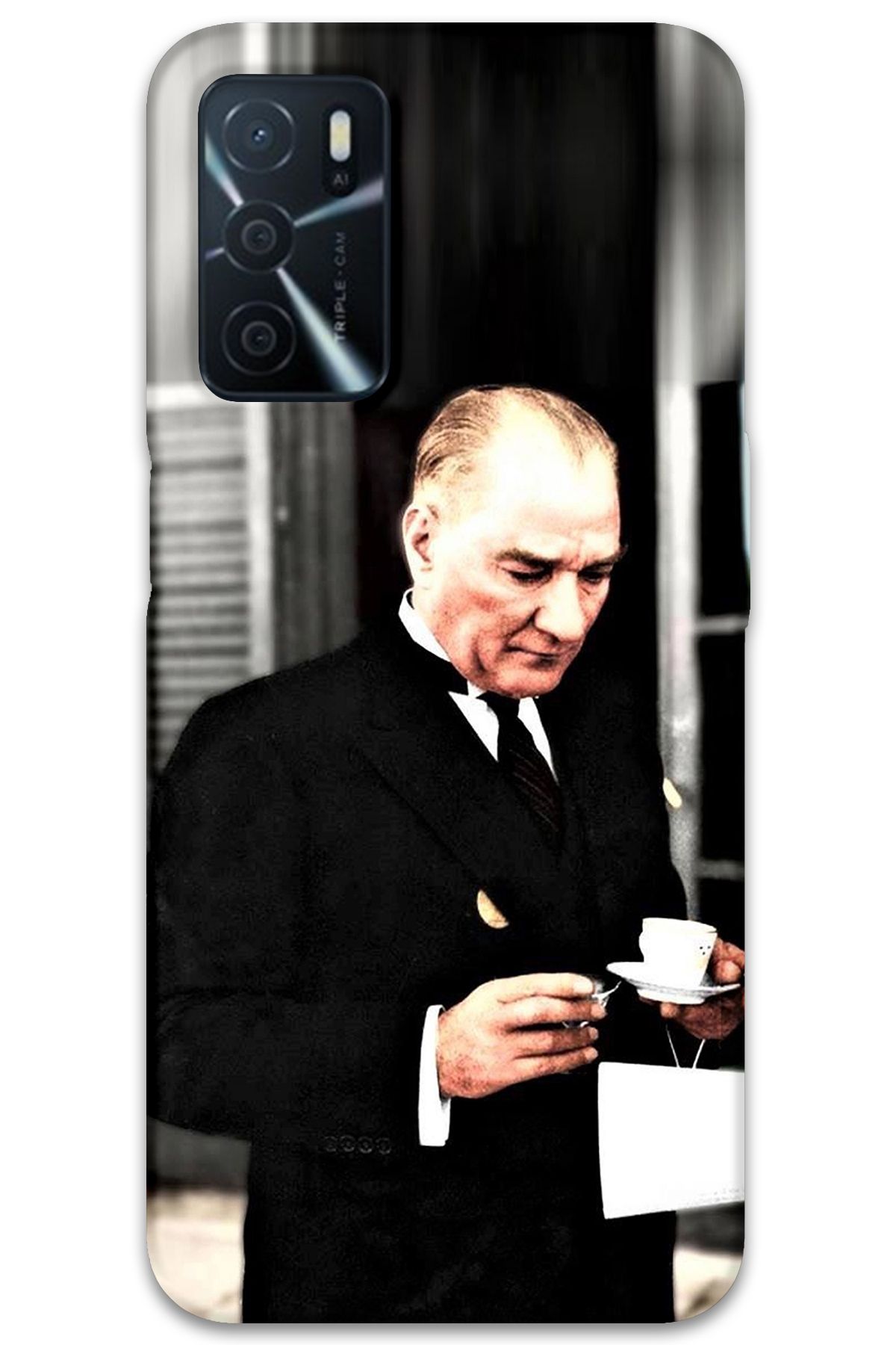 Gramaphone Oppo A16 Uyumlu Atatürk Desenli Telefon Kılıfı + Ekran Koruyucu - 5850