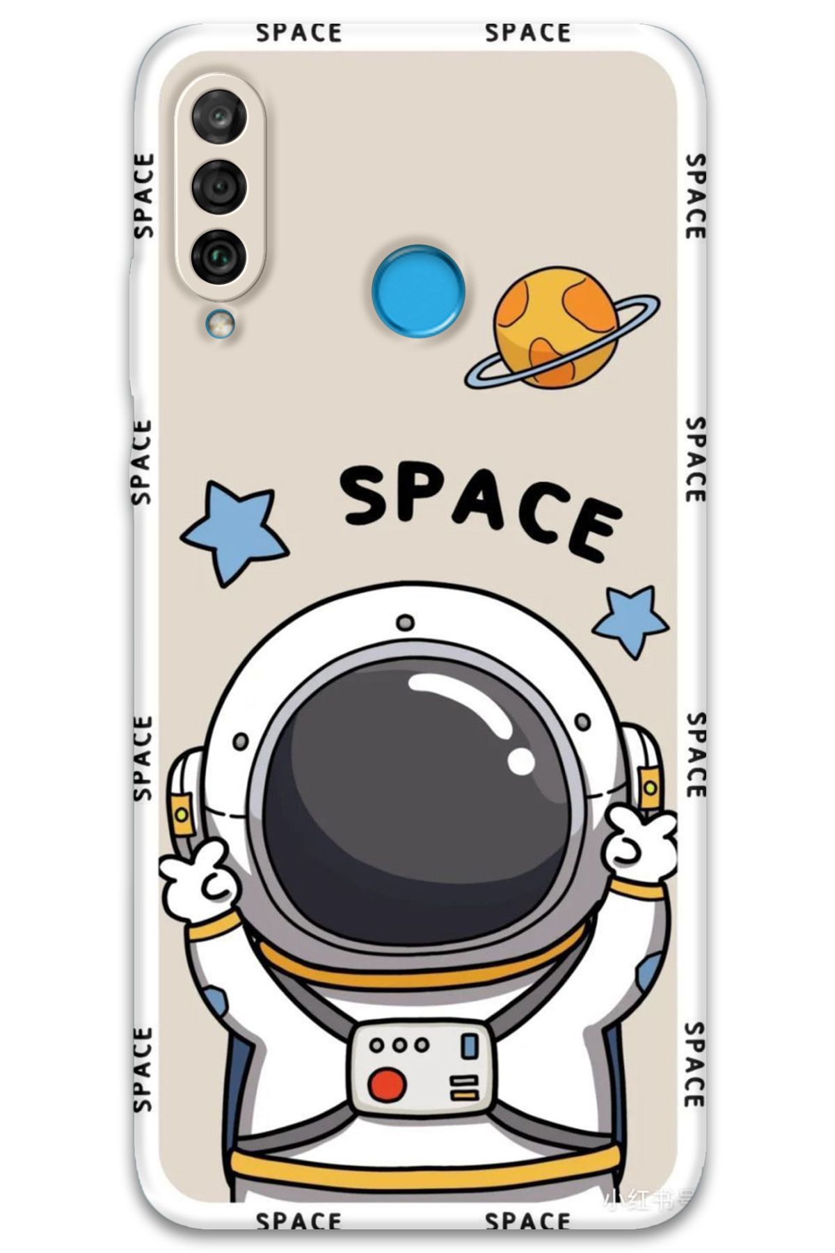 Gramaphone Huawei P30 Lite Uyumlu Astronot Desenli Telefon Kılıfı + Ekran Koruyucu - 5865