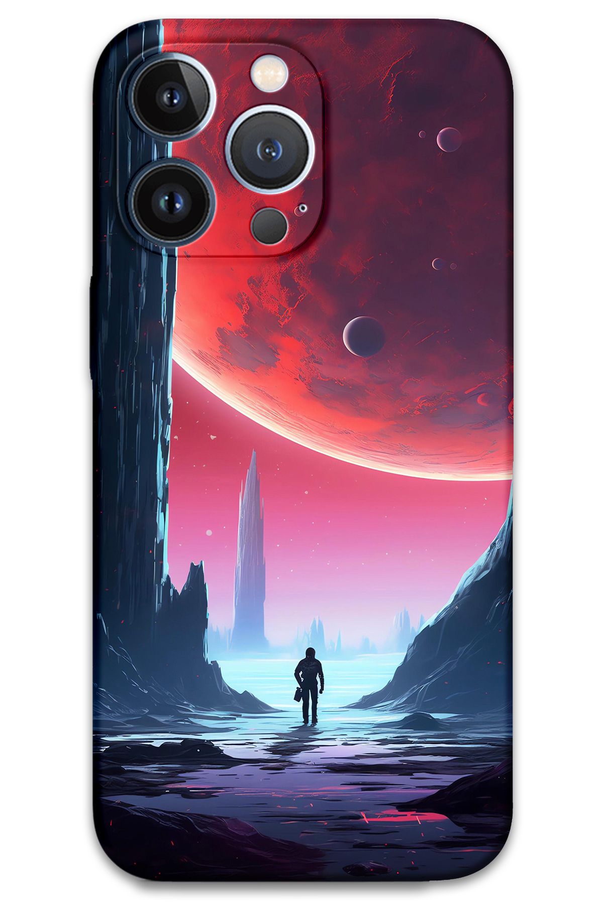 Gramaphone iPhone 13 Pro Uyumlu Uzay Desenli Telefon Kılıfı + Ekran Koruyucu - 5860