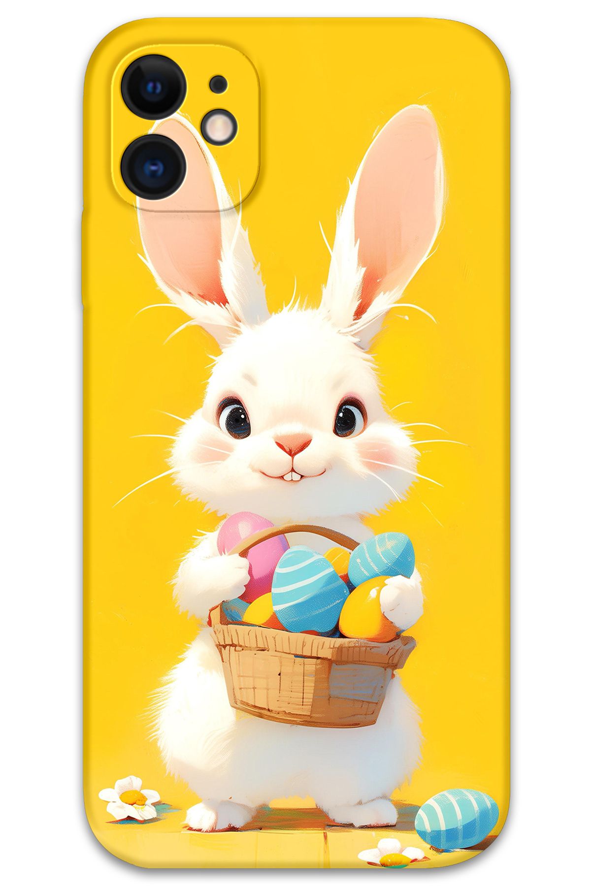 Gramaphone iPhone 12 Uyumlu Tavşan Desenli Telefon Kılıfı + Ekran Koruyucu - 5806
