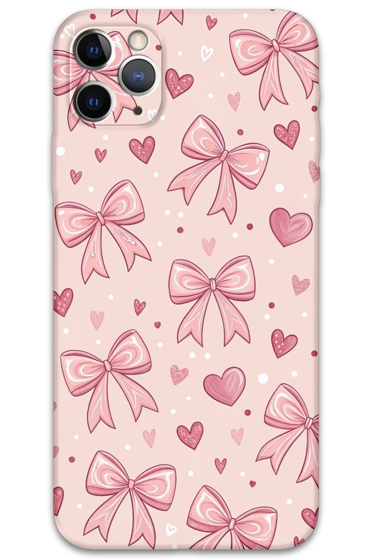 Gramaphone iPhone 11 Pro Uyumlu Kurdele Desenli Telefon Kılıfı + Ekran Koruyucu - 5802