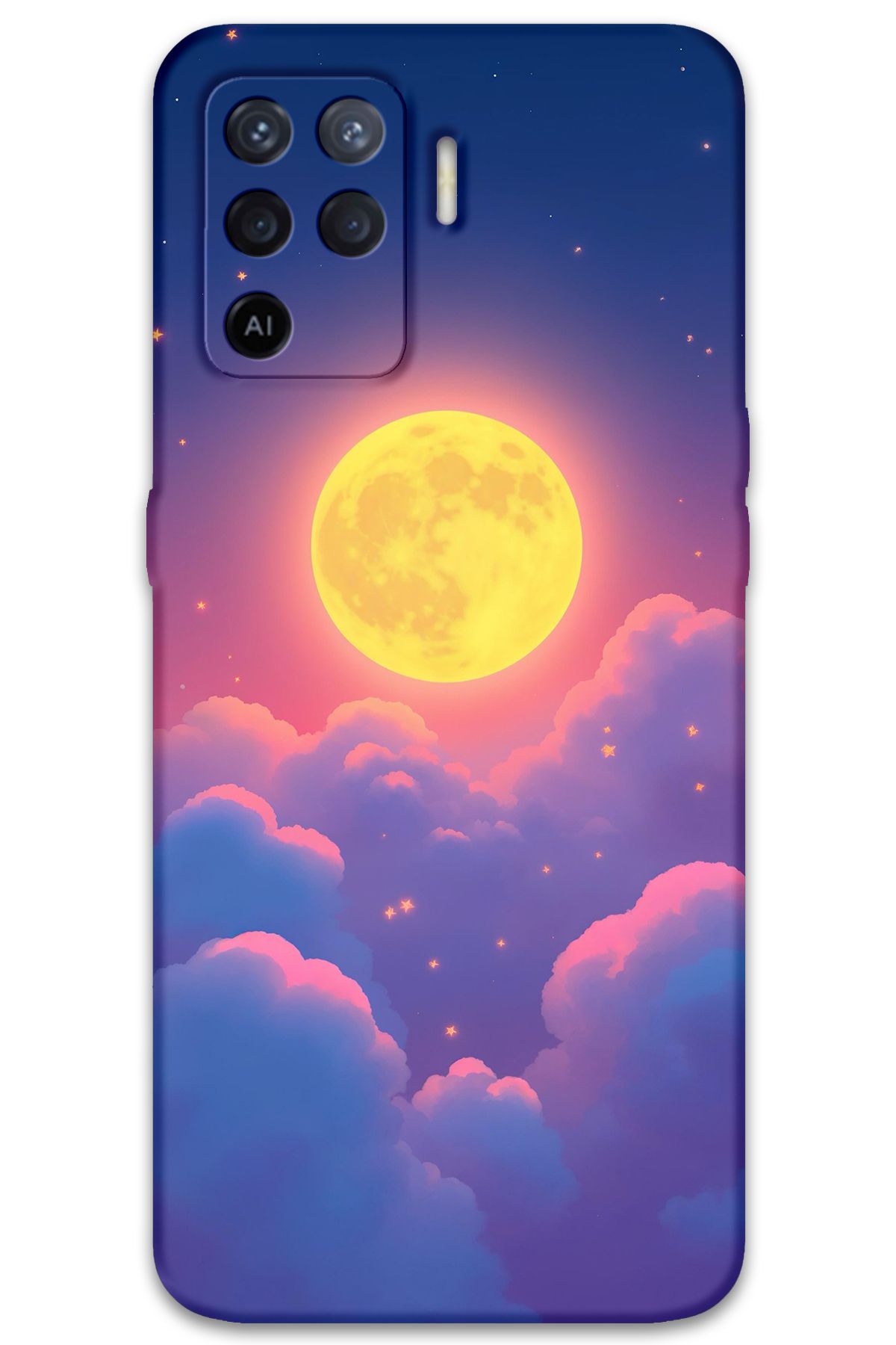 Gramaphone Oppo Reno 5 Lite Uyumlu Uzay Desenli Telefon Kılıfı + Ekran Koruyucu - 5869
