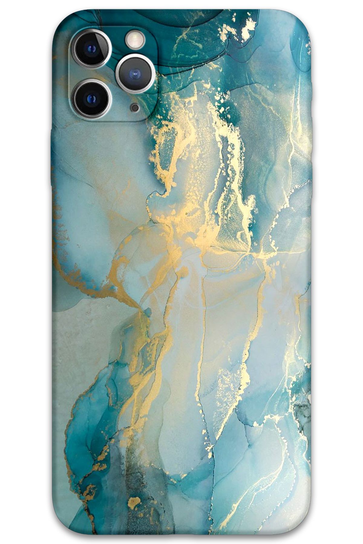 Gramaphone iPhone 11 Pro Max Uyumlu Mermer Desenli Telefon Kılıfı + Ekran Koruyucu - 5814