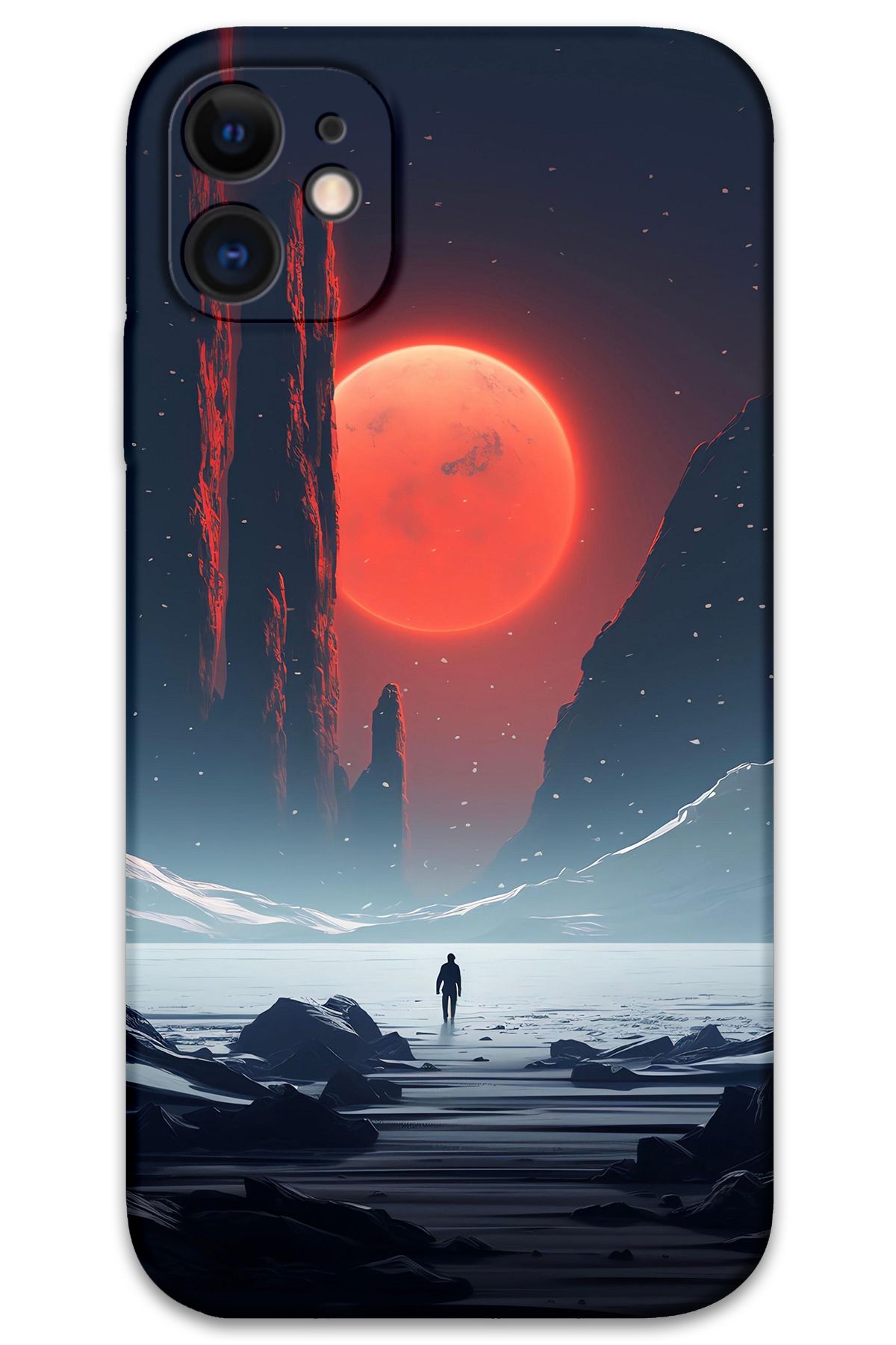 Gramaphone iPhone 12 Uyumlu Uzay Desenli Telefon Kılıfı + Ekran Koruyucu - 5861
