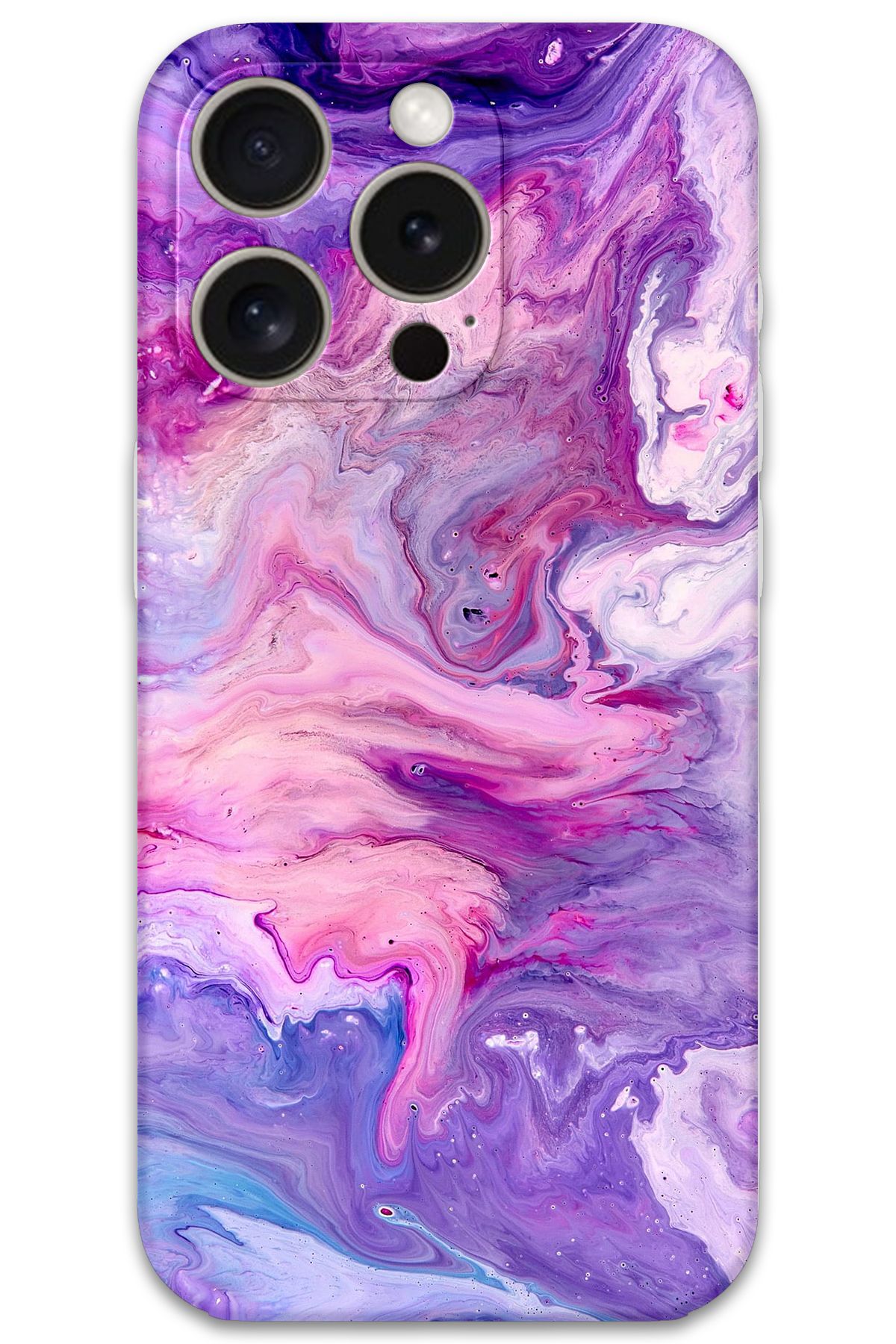 Gramaphone iPhone 15 Pro Uyumlu Mermer Desenli Telefon Kılıfı + Ekran Koruyucu - 5813