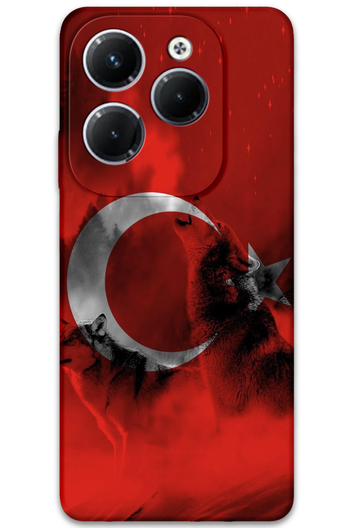 Gramaphone İnfinix Hot 40 Pro Uyumlu Türk Bayrağı Desenli Telefon Kılıfı + Ekran Koruyucu - 5854