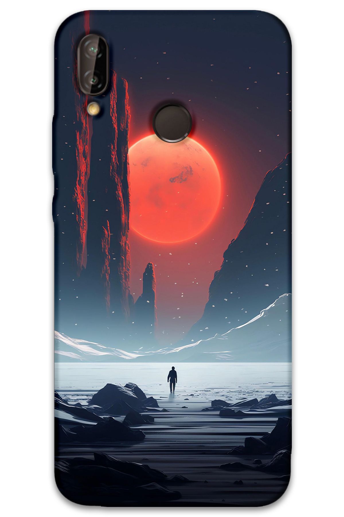 Gramaphone Huawei P Smart 2019 Uyumlu Uzay Desenli Telefon Kılıfı + Ekran Koruyucu - 5861
