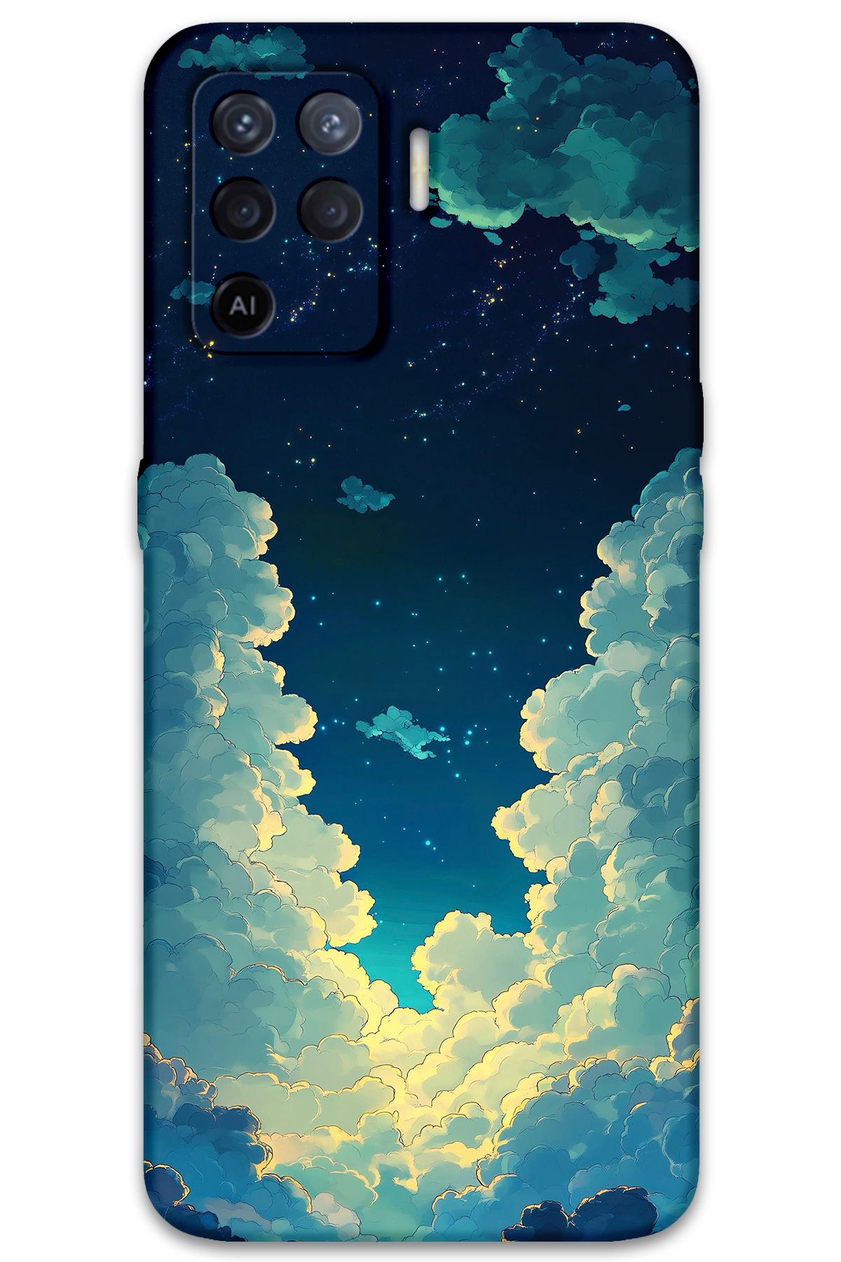 Gramaphone Oppo Reno 5 Lite Uyumlu Uzay Desenli Telefon Kılıfı + Ekran Koruyucu - 5868