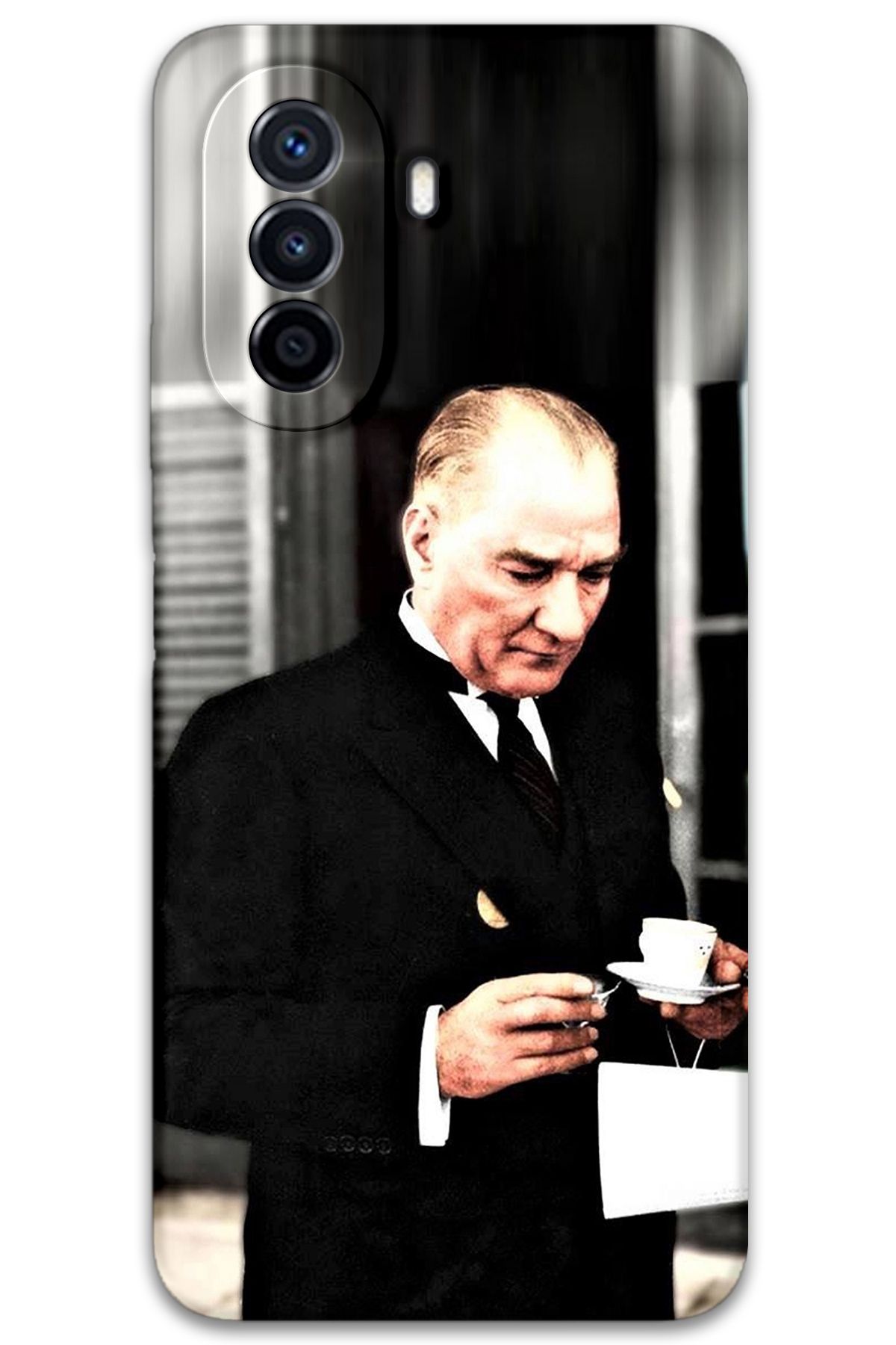 Gramaphone Huawei Nova Y70 Uyumlu Atatürk Desenli Telefon Kılıfı + Ekran Koruyucu - 5850