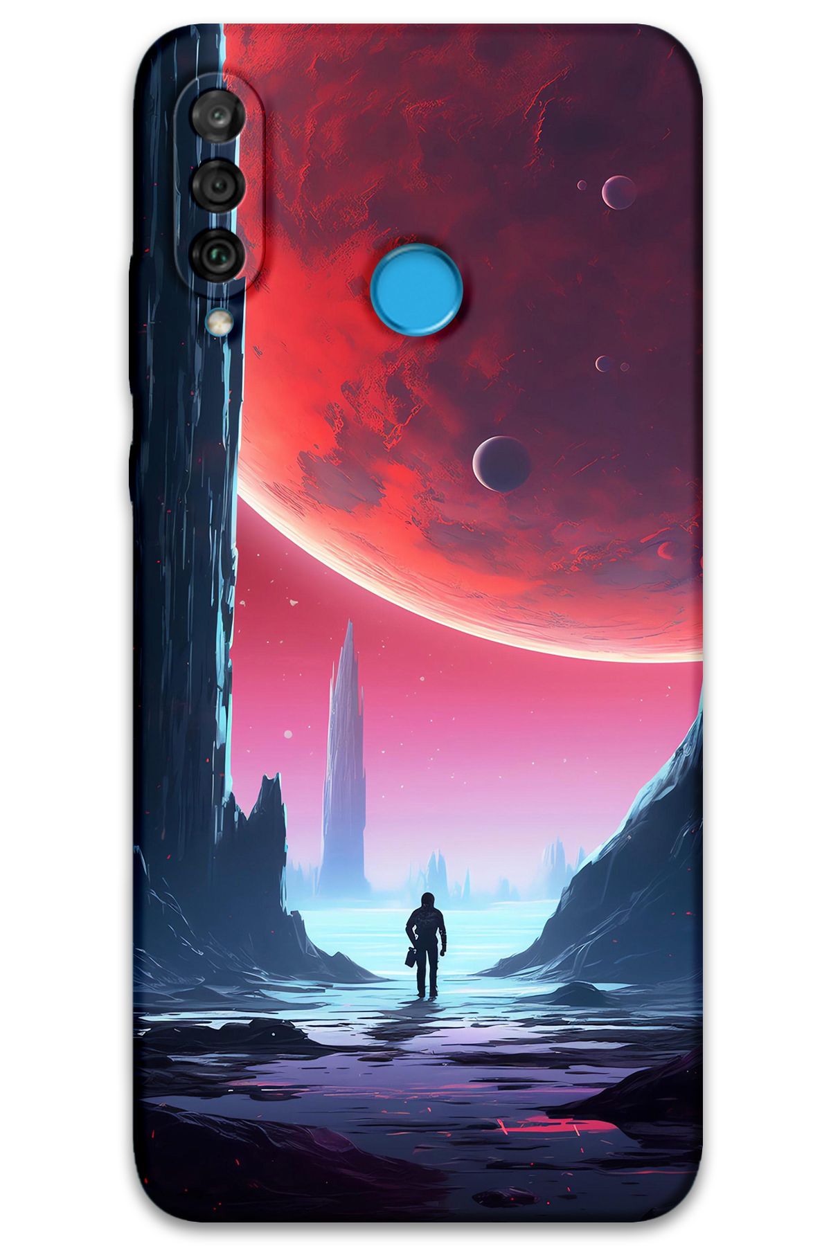 Gramaphone Huawei P30 Lite Uyumlu Uzay Desenli Telefon Kılıfı + Ekran Koruyucu - 5860