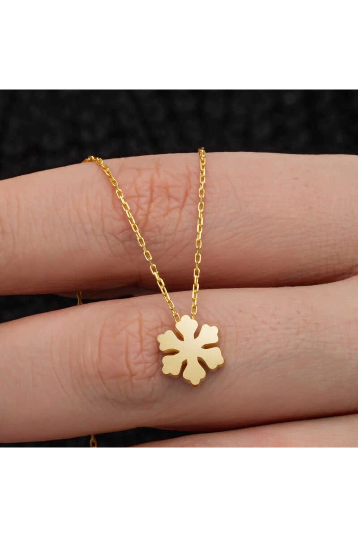 luz&pos Gümüş Gold Minimal Kar Tanesi Kadın Kolye