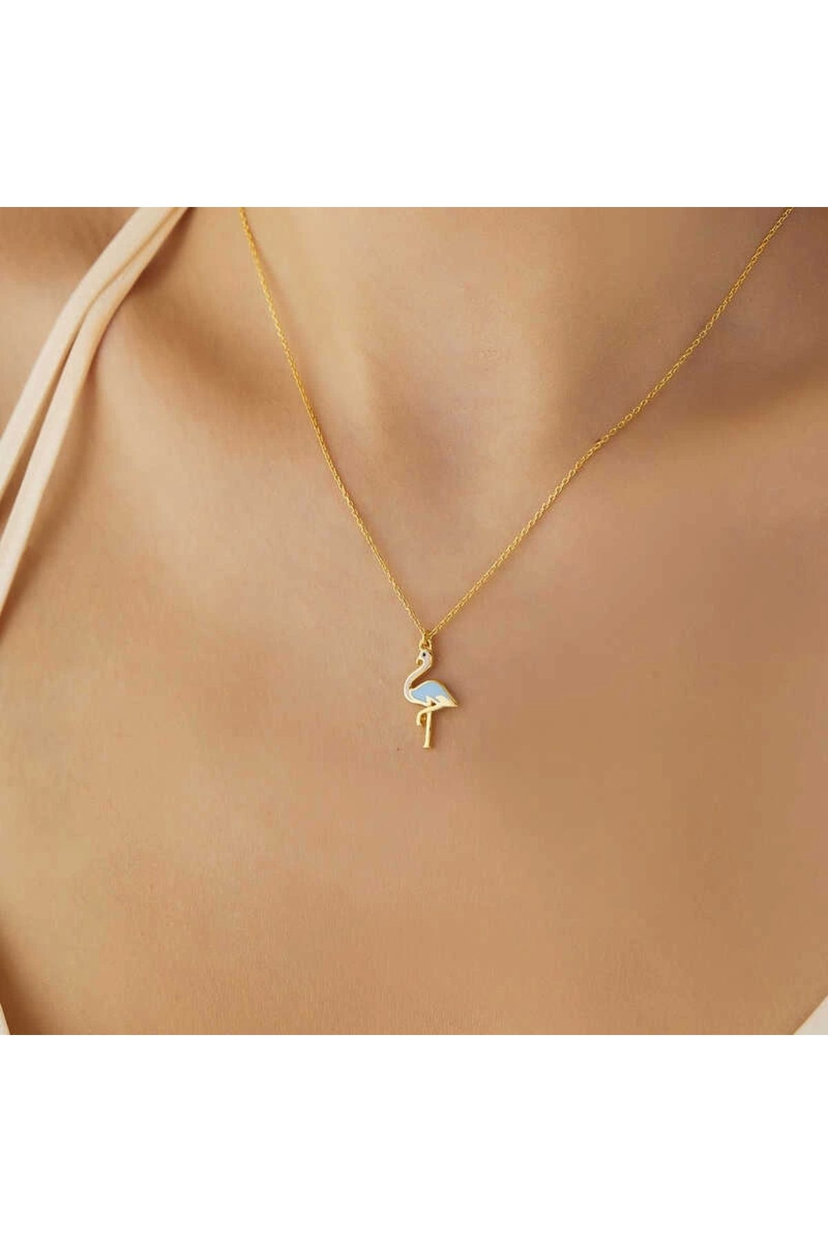 luz&pos Gümüş Gold Flamingo Kadın Kolye