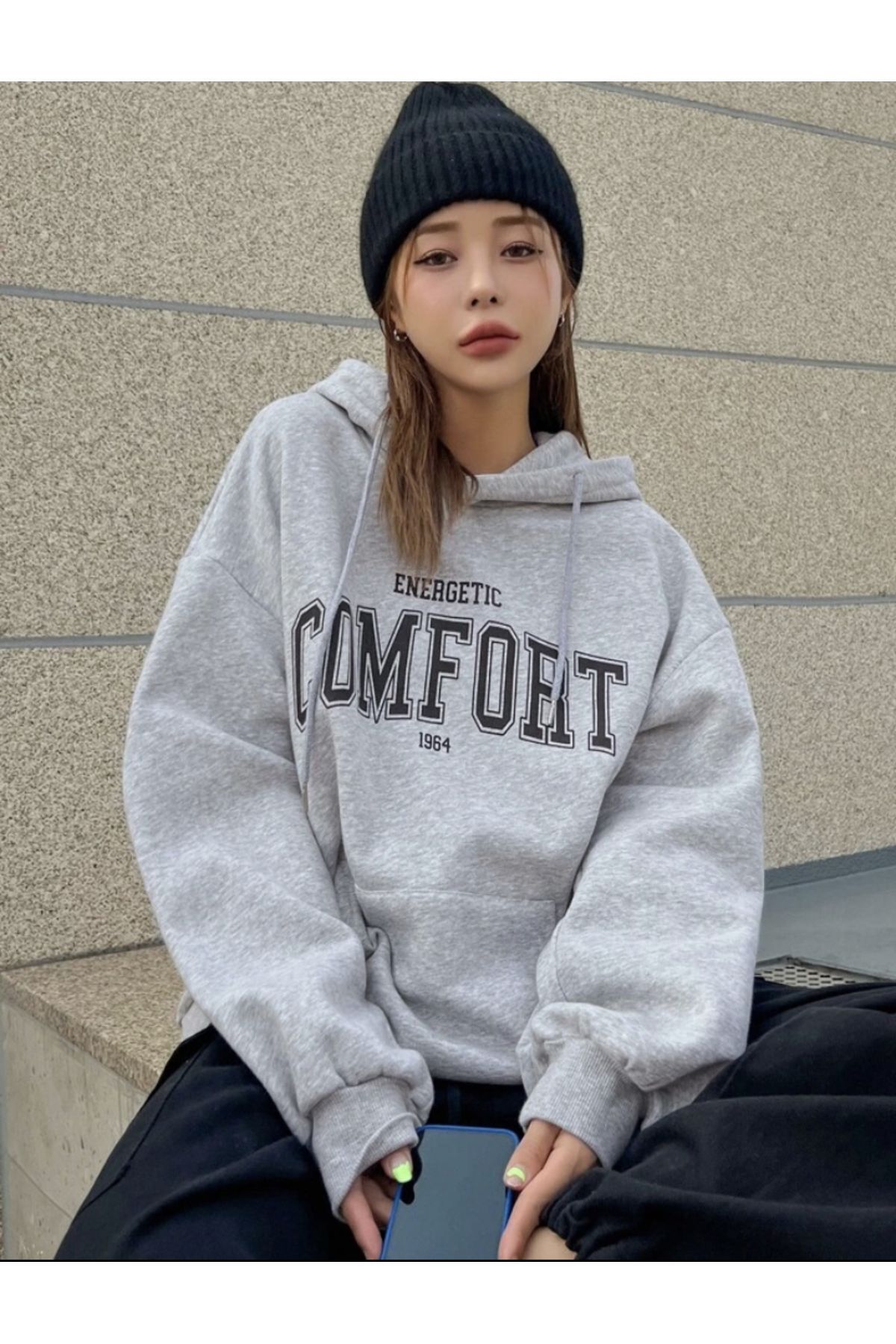 FoxSkin Sportswear&Company Unisex Comfort Baskılı Kapüşonlu Oversıze Sweatshirt Hoodie