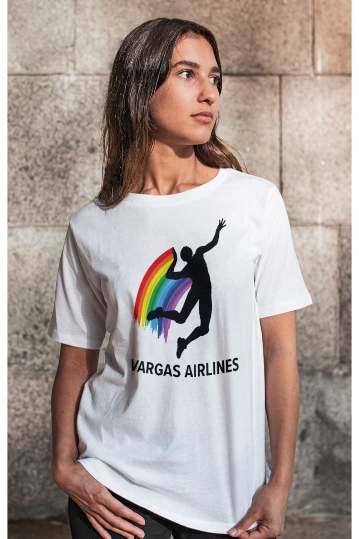 FoxSkin Sportswear&Company Unisex Vargas Airlines Baskılı Oversize Kalıplı %100 Pamuklu T-shirt