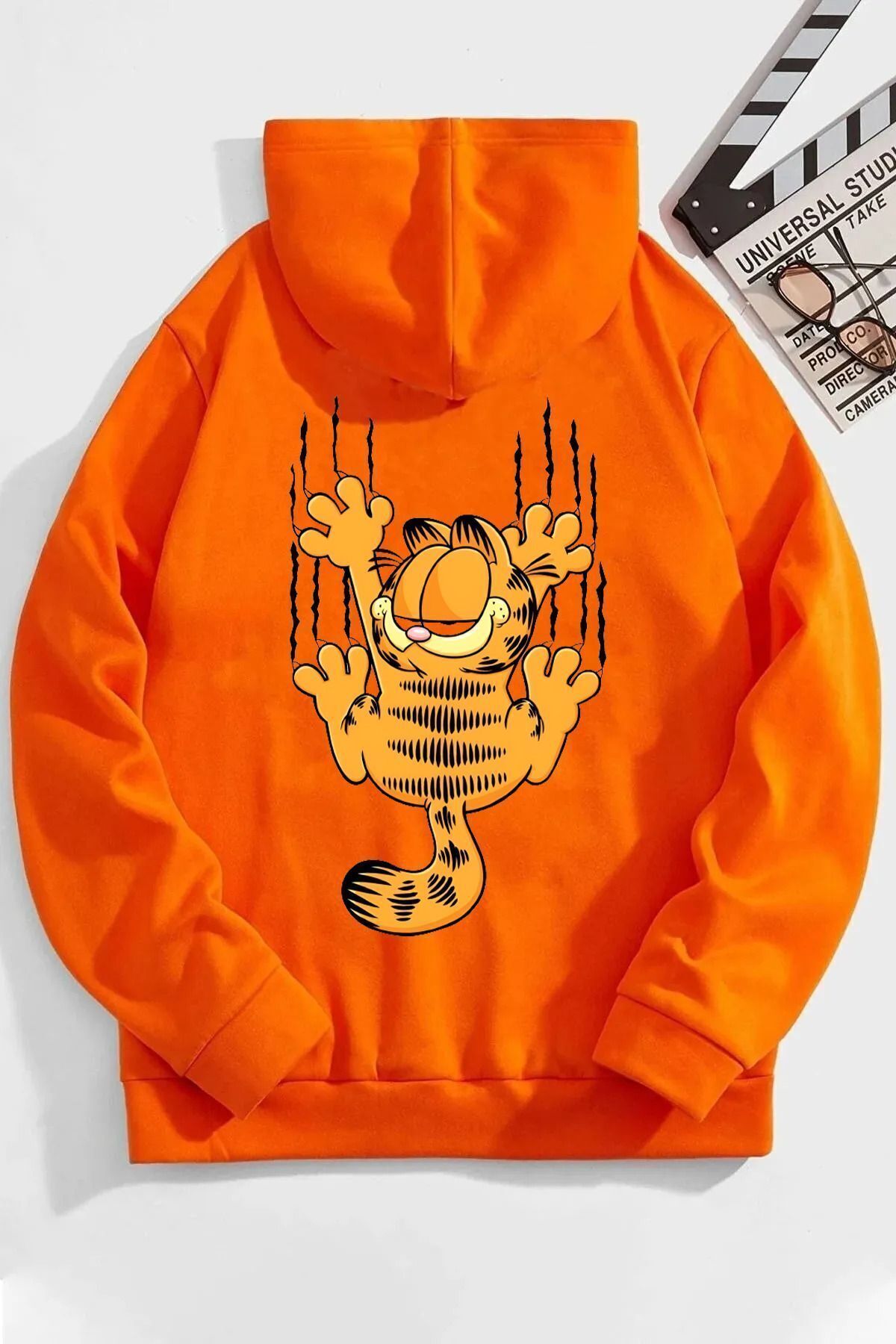 FoxSkin Sportswear&Company UNISEX GARFİELD Baskılı Kapüşonlu Oversıze Sweatshirt Hoodie