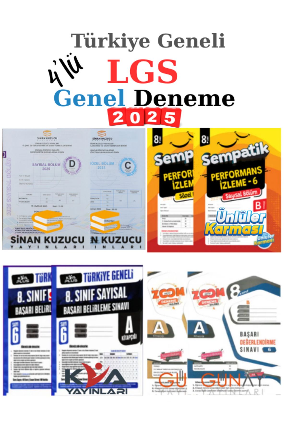 SİNAN KUZUCU YAYINLARI 2025 Türkiye Geneli LGS Genel Deneme 4 Yayın 4 Deneme Seti