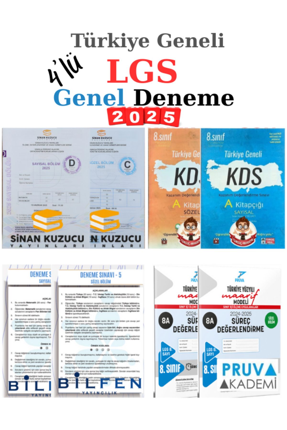 SİNAN KUZUCU YAYINLARI 2025 Türkiye Geneli LGS Genel Deneme 4 Yayın 4 Deneme Seti
