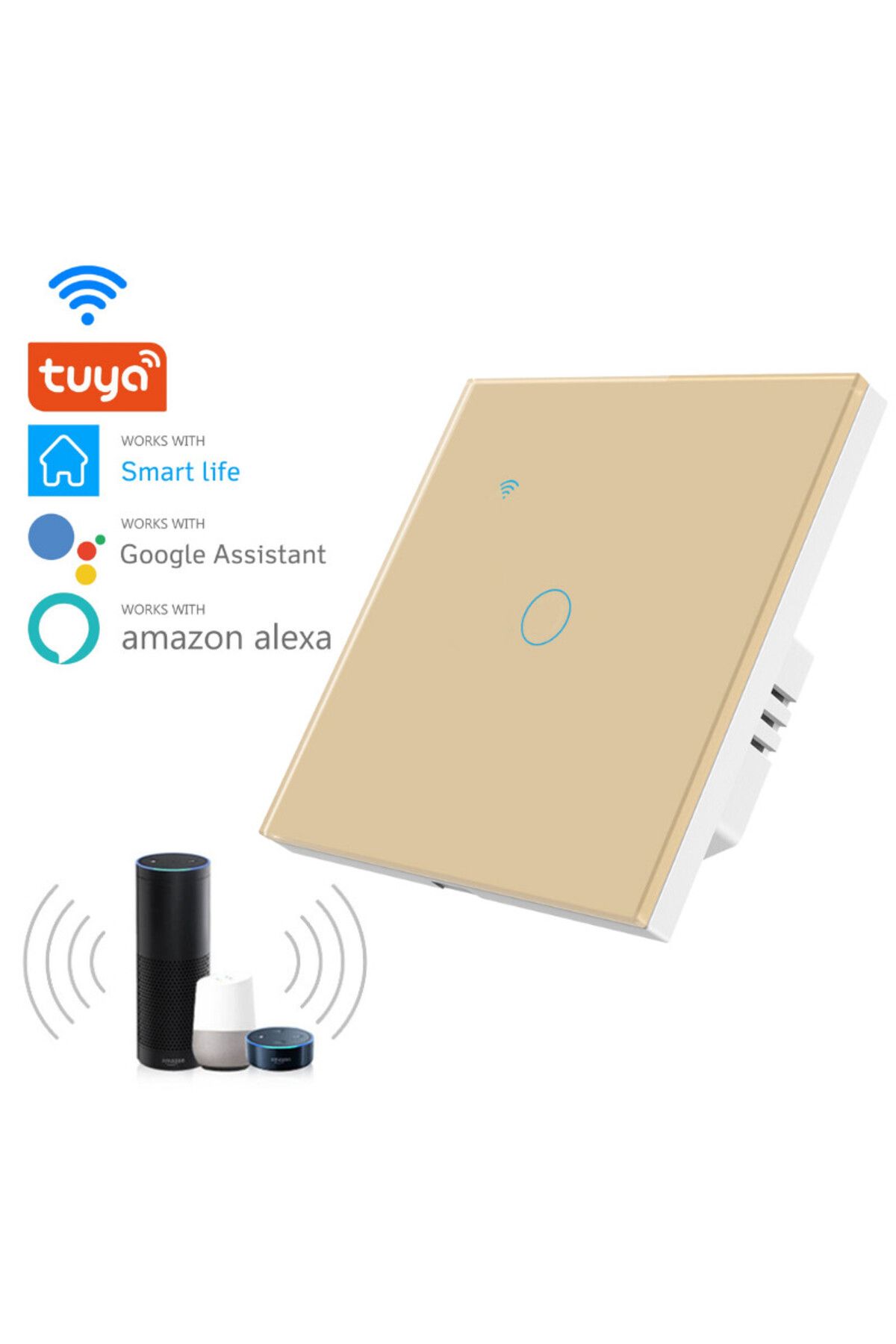 iUni-Comutator tactil inteligent pentru scară/traversa iUni 1F, Wi-Fi, sticlă securizată, LED, auriu 8