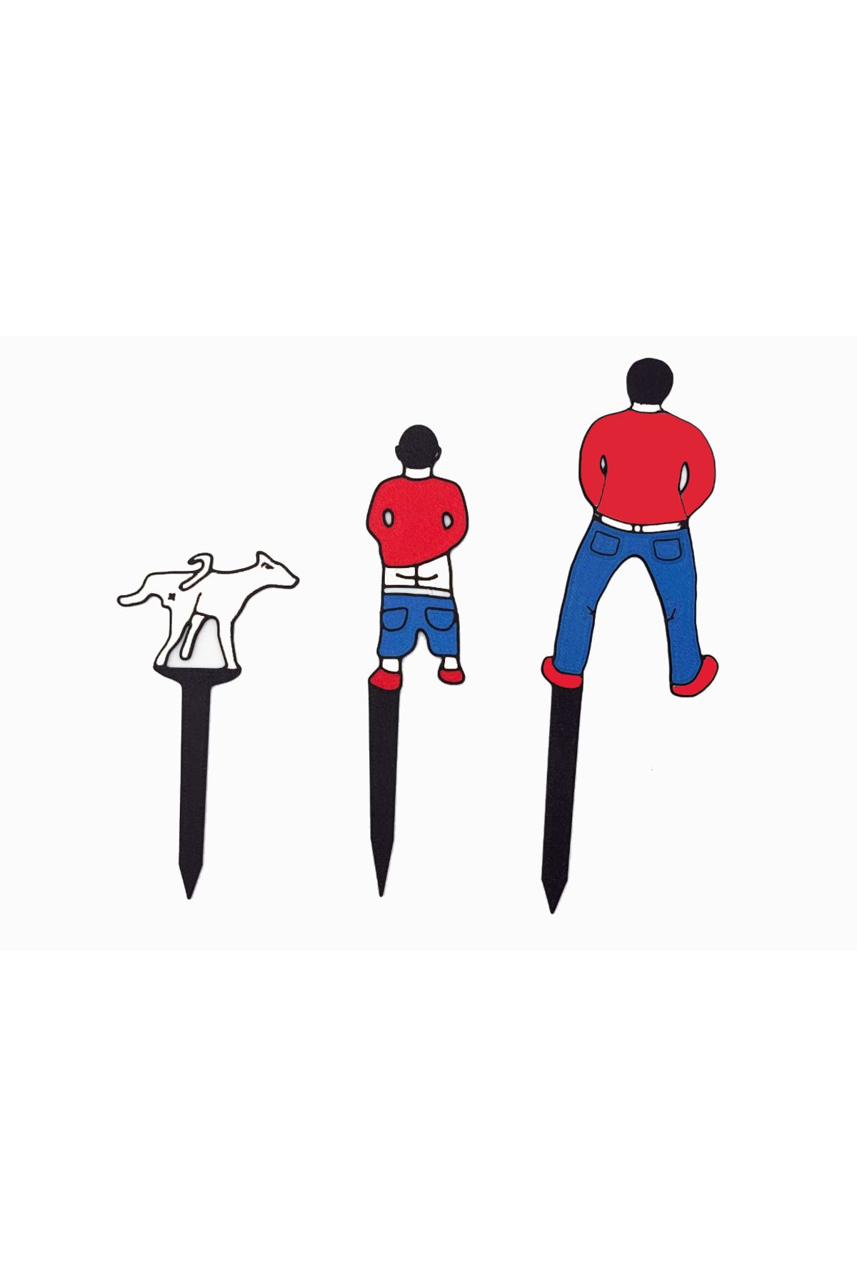 PUREYSMA Komik Saksı Süsü (3'lü) - Çiş Yapan Adam ve Köpek Figürü | Renkli Bahçe Bitki Dekoru