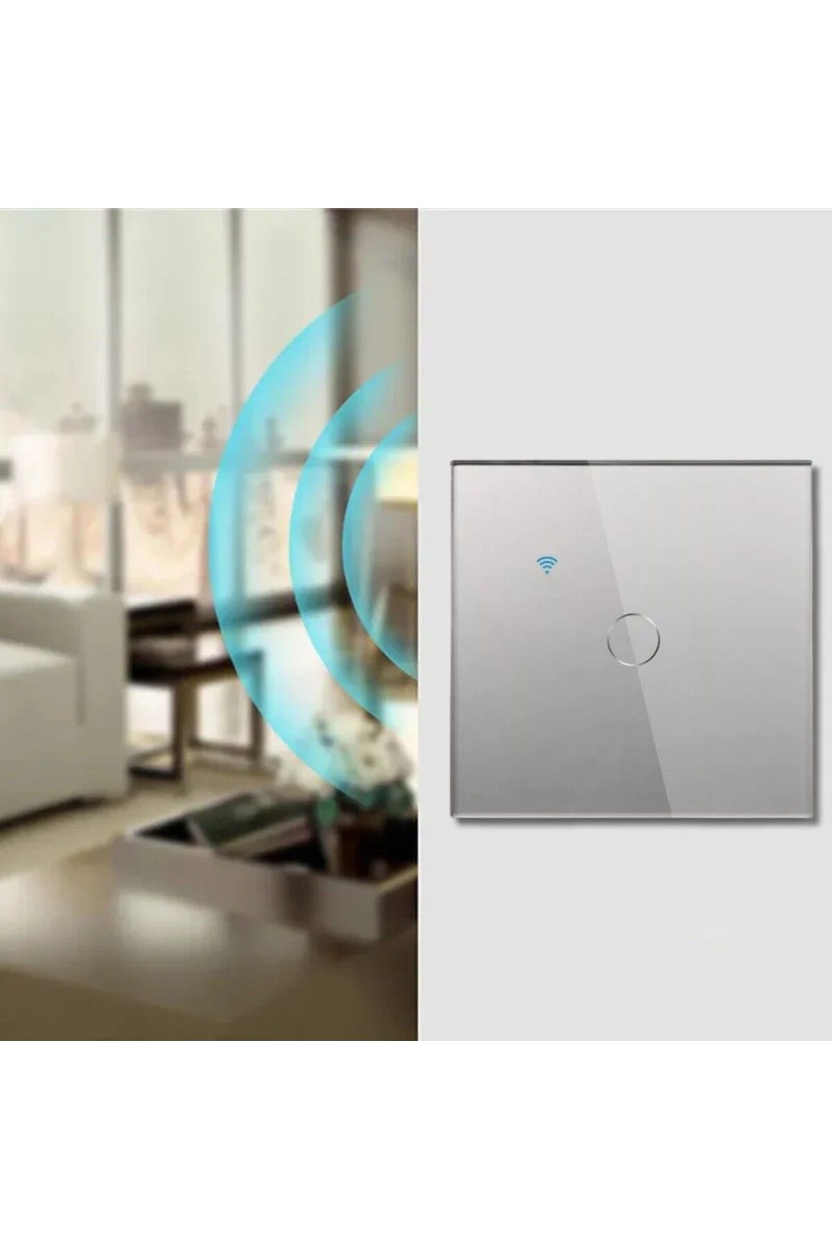 iUni-Întrerupător tactil inteligent, WiFi, Sticlă securizată, iUni 1G, 10A, Control vocal, Smart Life/Tuya, LED, Argintiu 10