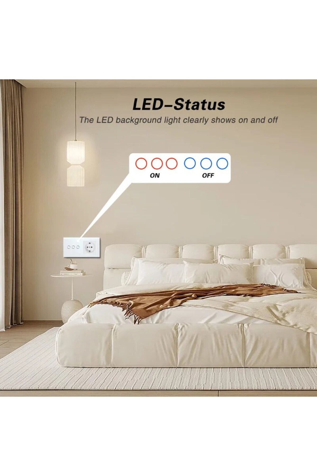 iUni-Triple touch switch and socket, tempered glass frame, iUni 3Y, LED 6