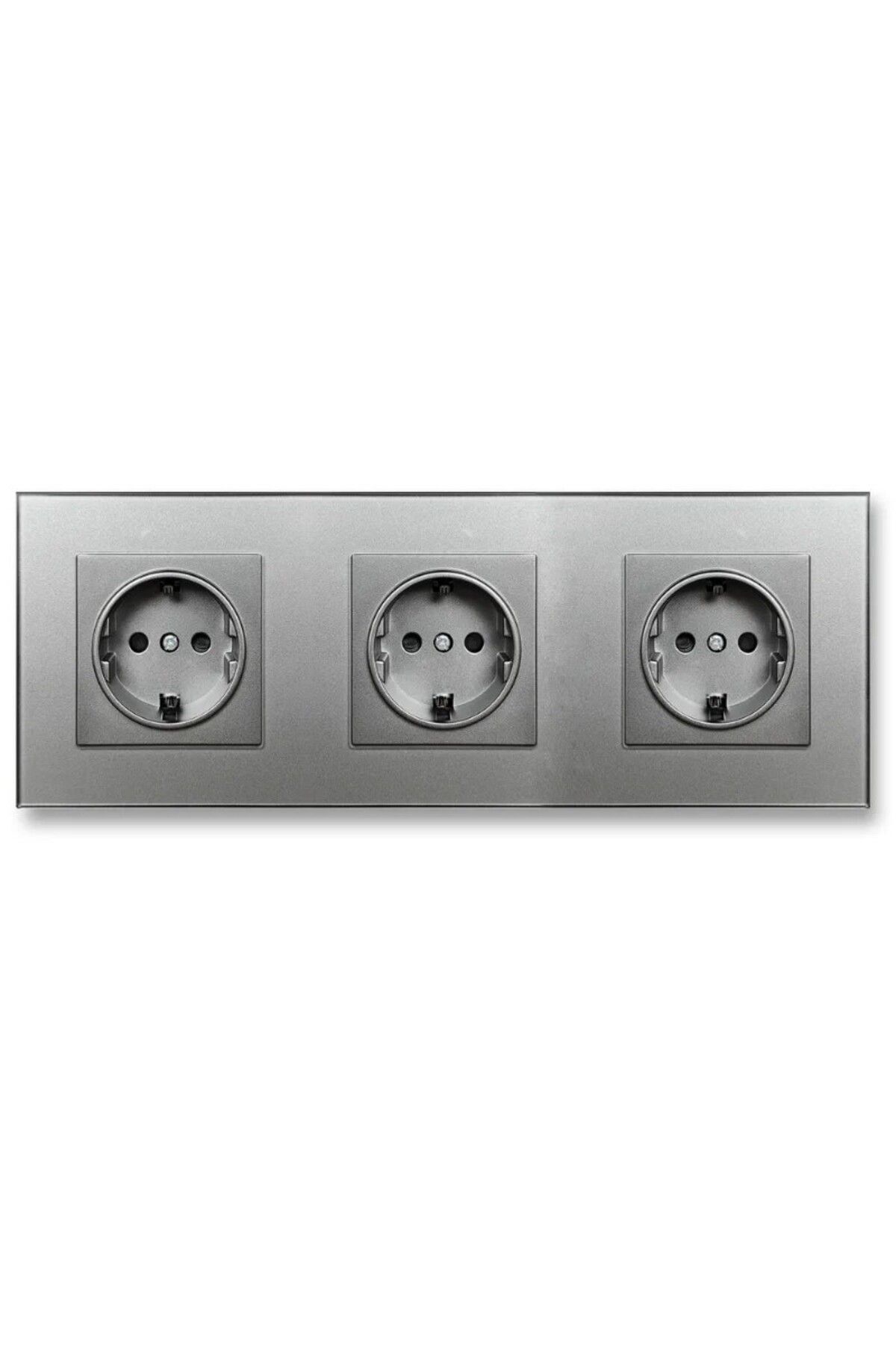 iUni-Triple socket with tempered glass frame iUni WS3, 16A, Silver 1