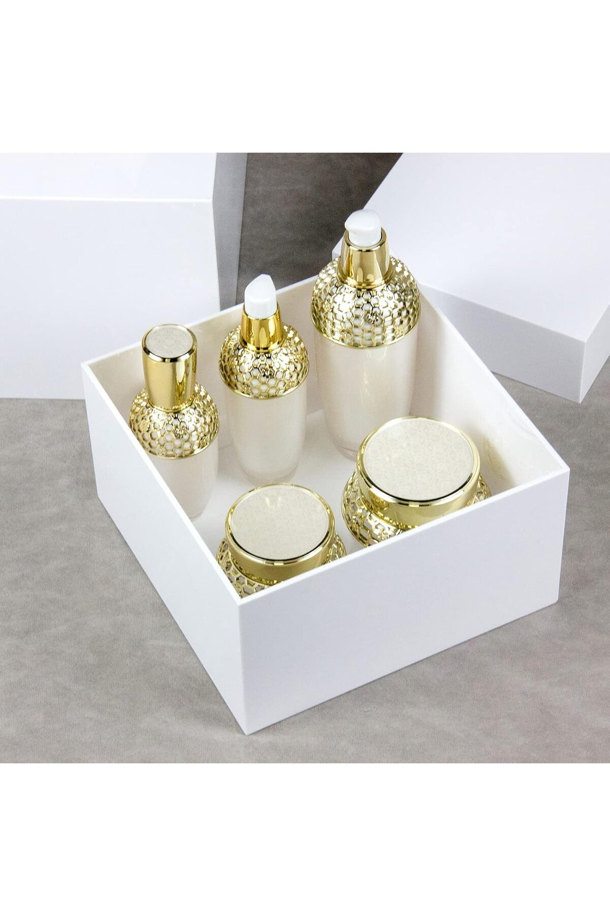 Generic-White Acrylic Cube Cupcake Dessert Display Stands, 5 Sides Nesting Risers Acrylic Boxes 7